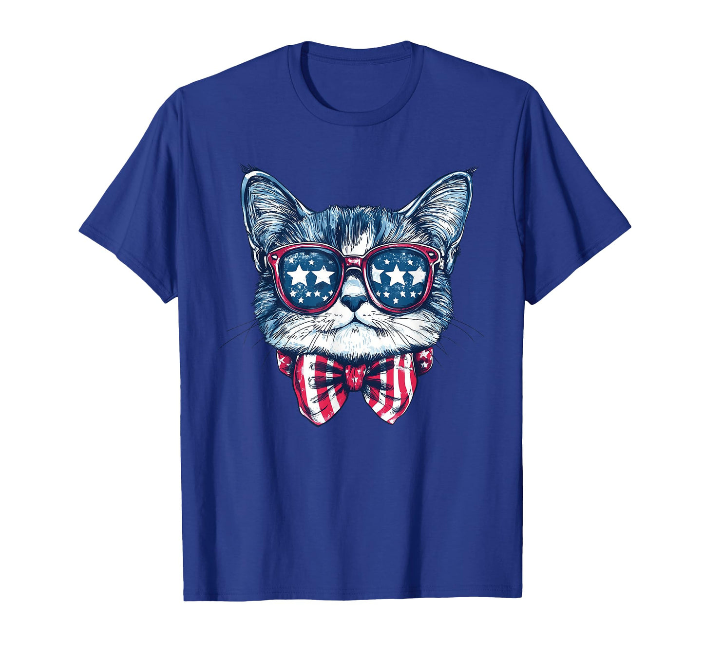 Funny Meowica Sunglasses Cat Face 4th Of July Patriotic Men Women Kids T-Shirt