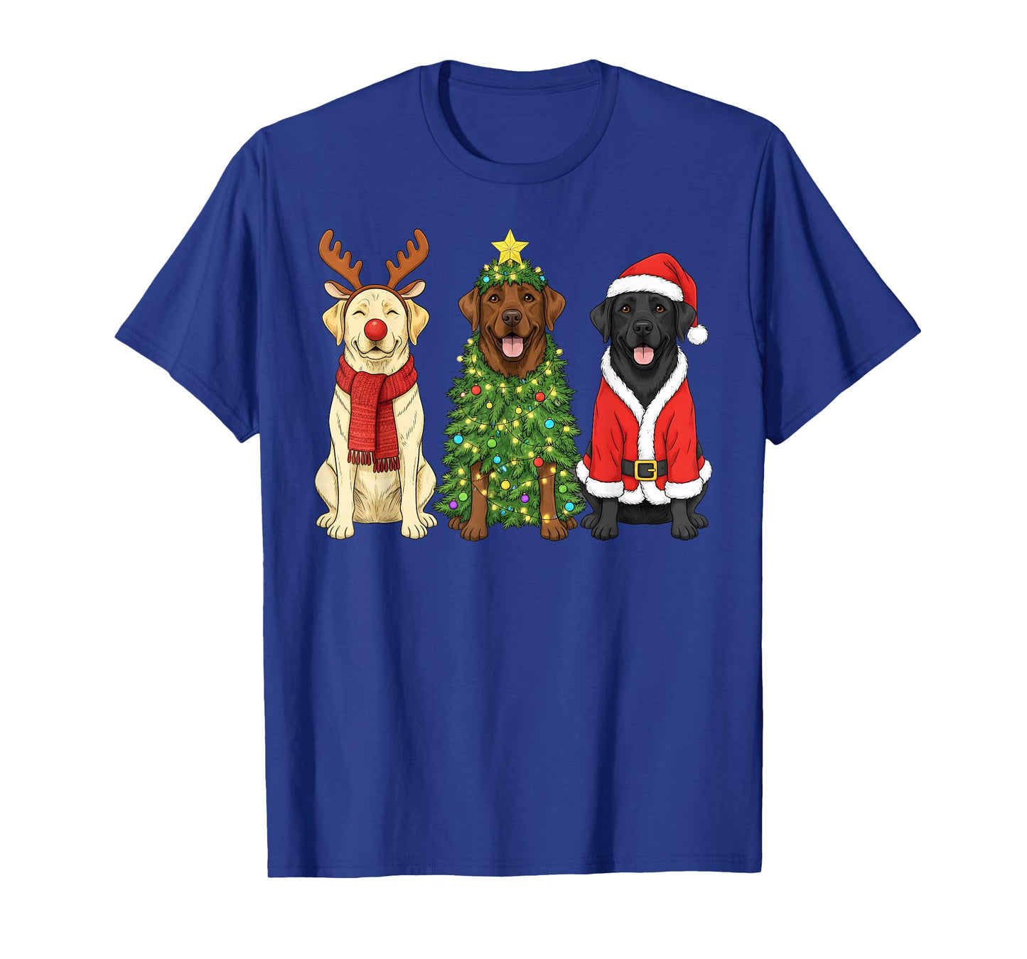Retro Christmas Labrador Retriever Santa Reindeer Dog Lover T-Shirt