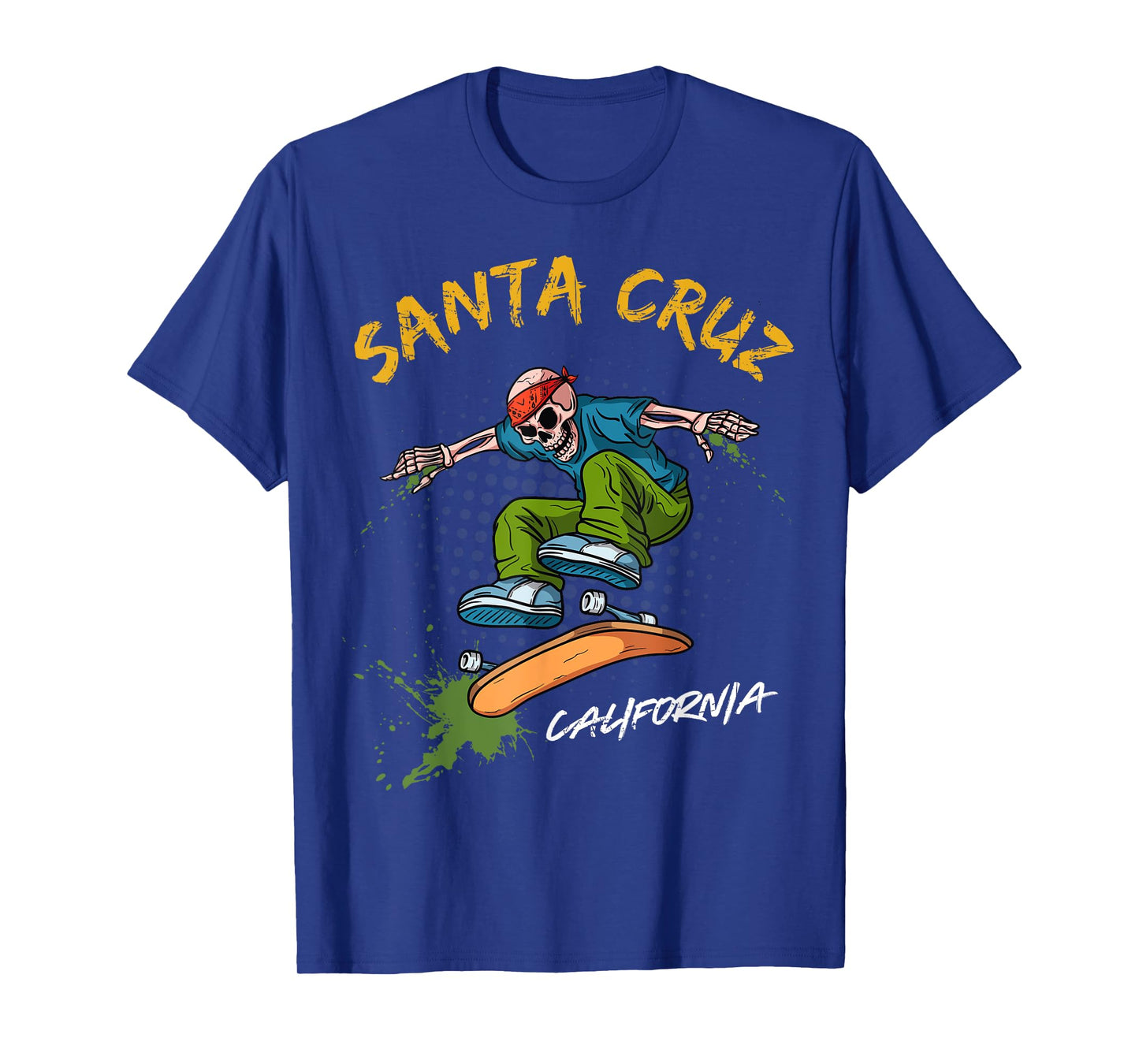 Santa-Cruz Skeleton Skateboard Beach Funny Halloween men T-Shirt