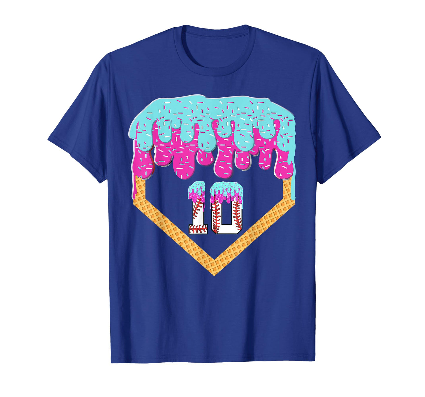 Baseball Drip 10 Year Old Ice Cream 10th Birthday Boy T-Shirt