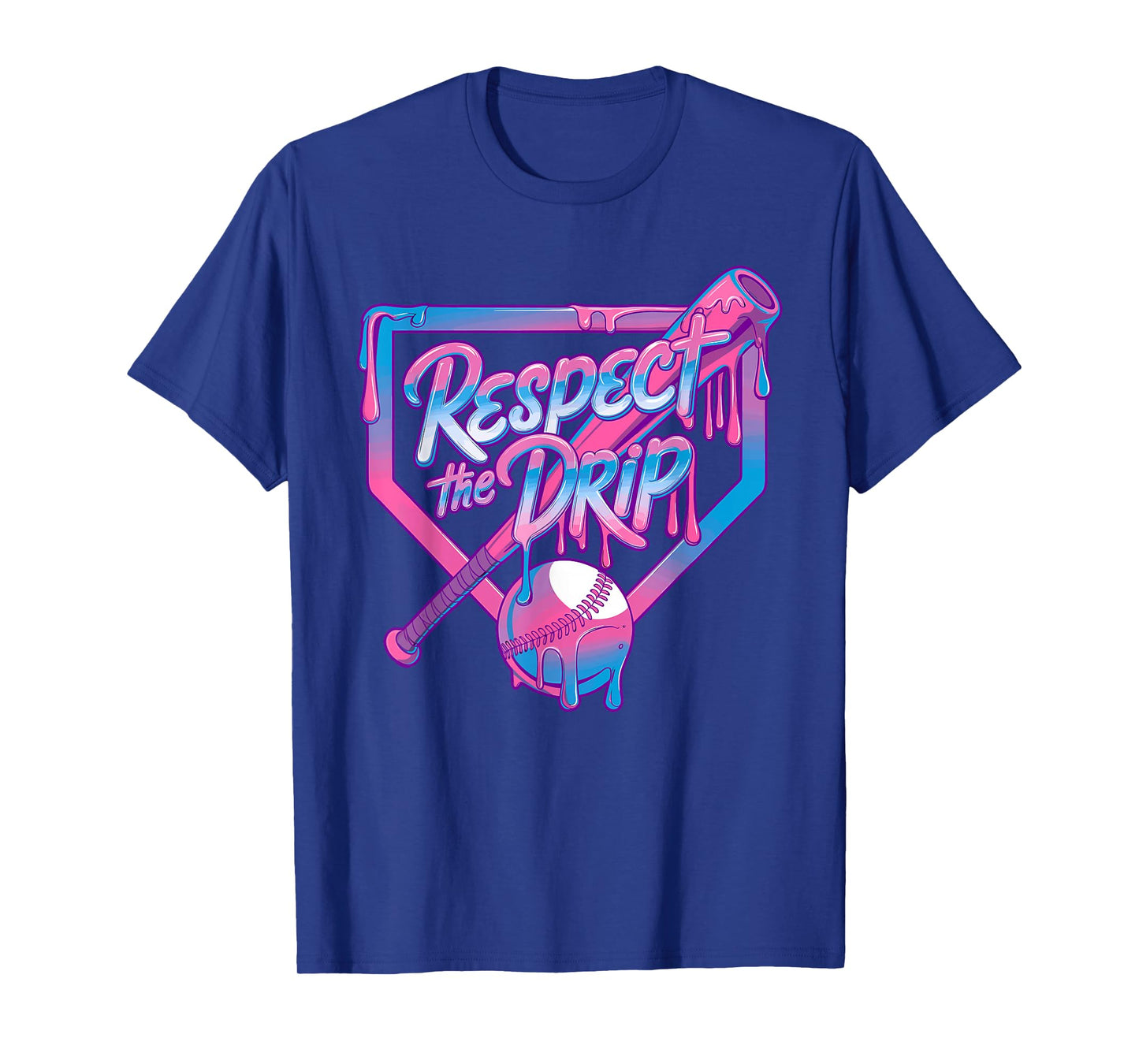 Respect The Drip Baseball Dripping Bat Home Plate Sports T-Shirt