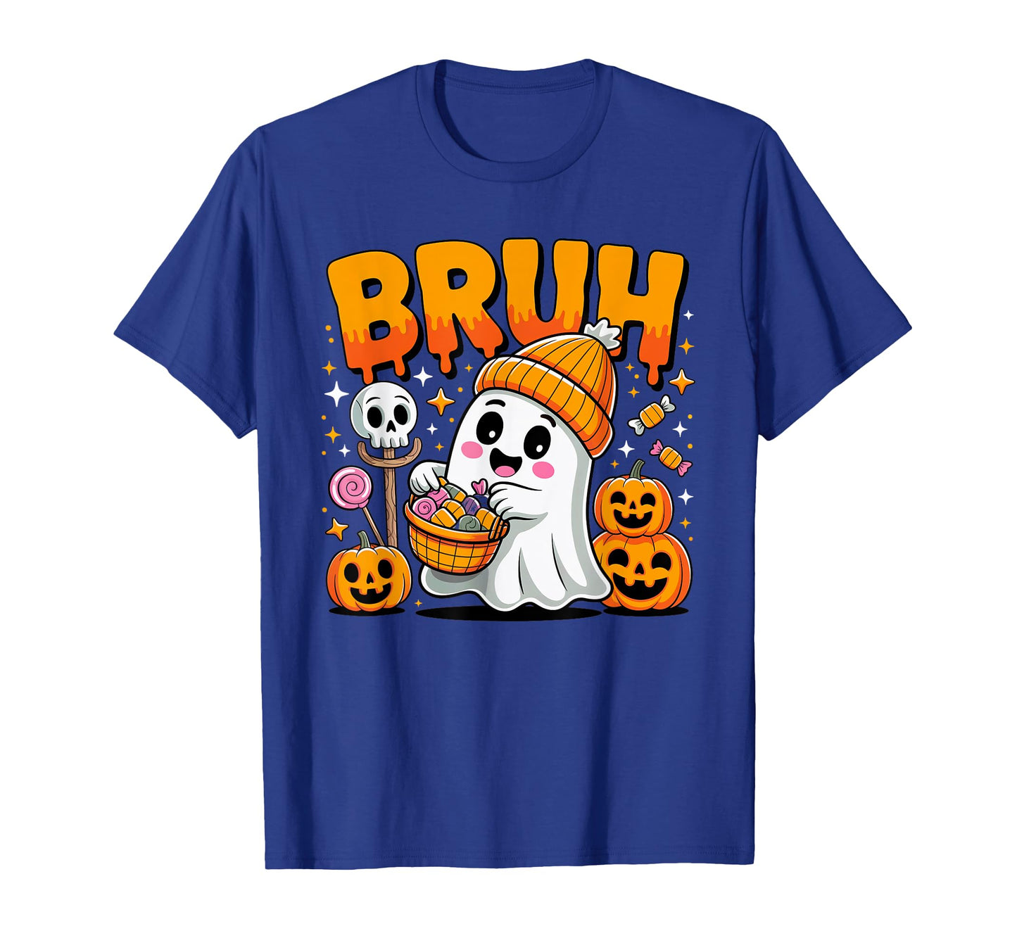 Bruh Halloween Ghost Cute Candy Bruh Boo Trick Or Treat Fun T-Shirt