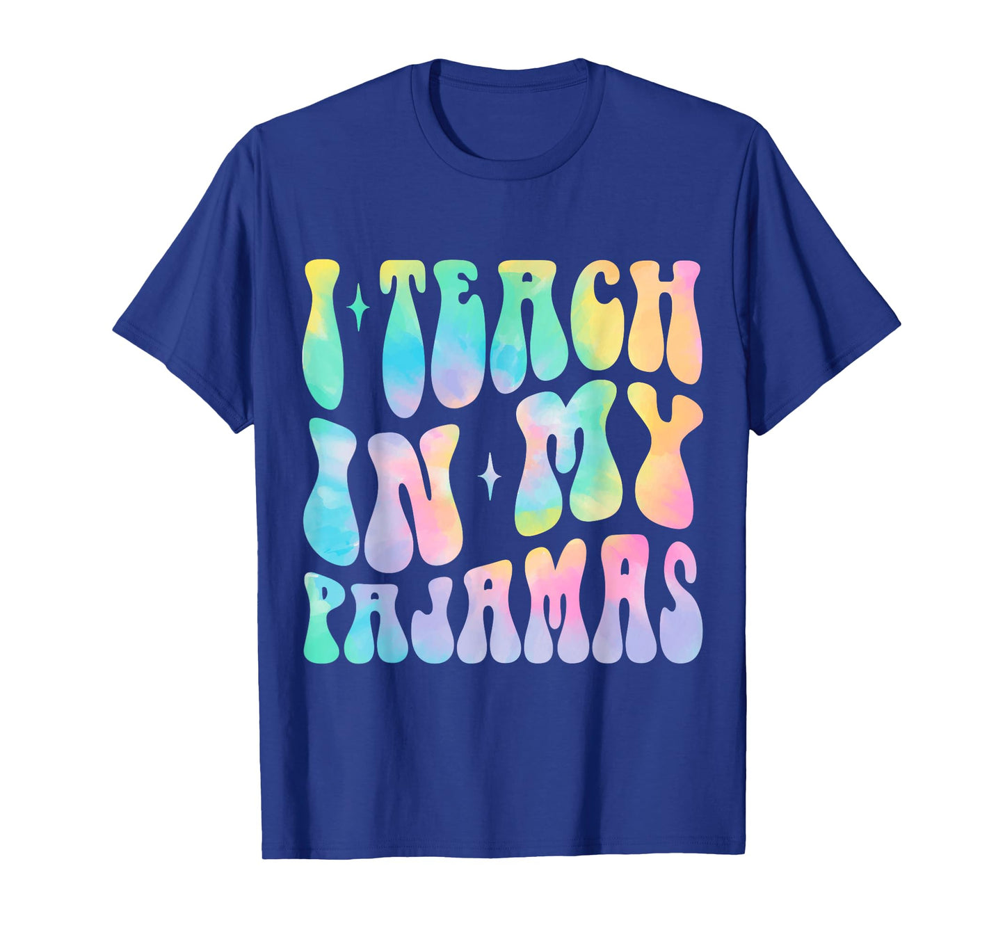 Funny Homeschool Mom Design | I Teach in My Pajamas Groovy T-Shirt