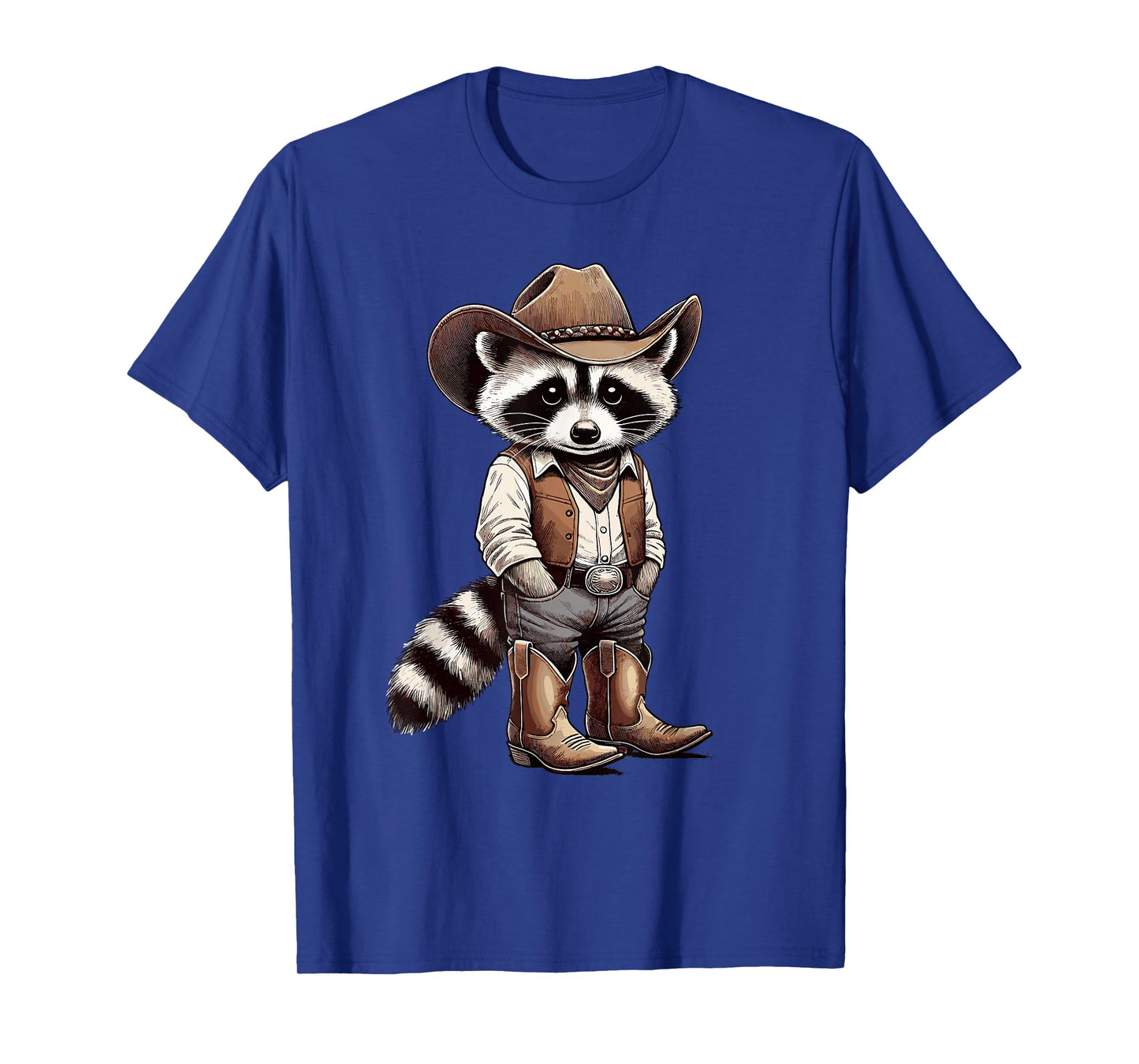 Raccoon with Cowboy Hat & Cowgirl, Funny Vintage Western T-Shirt