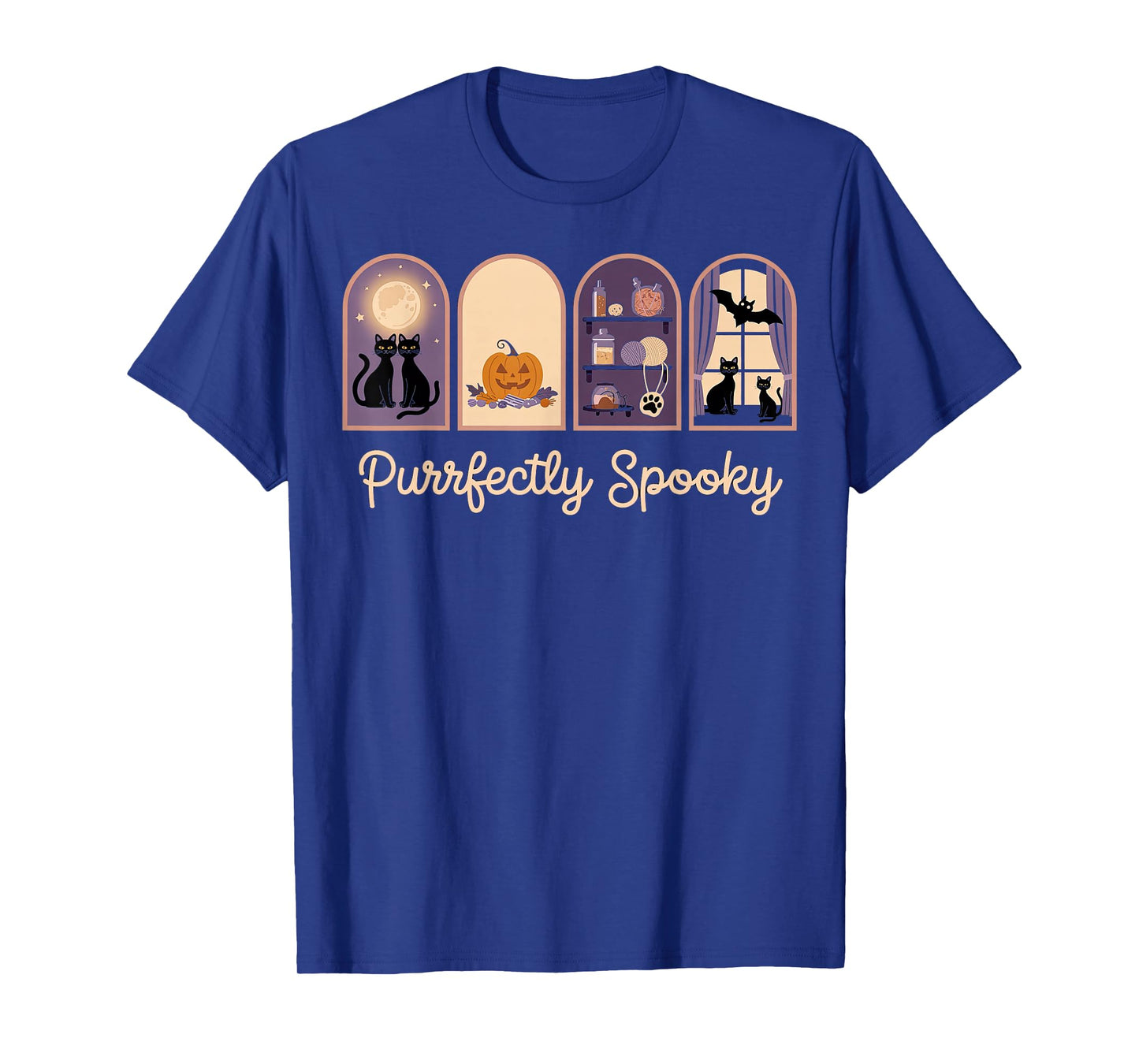 Cute Retro Halloween Cat Lover Purrfectly Spooky Black Cats T-Shirt