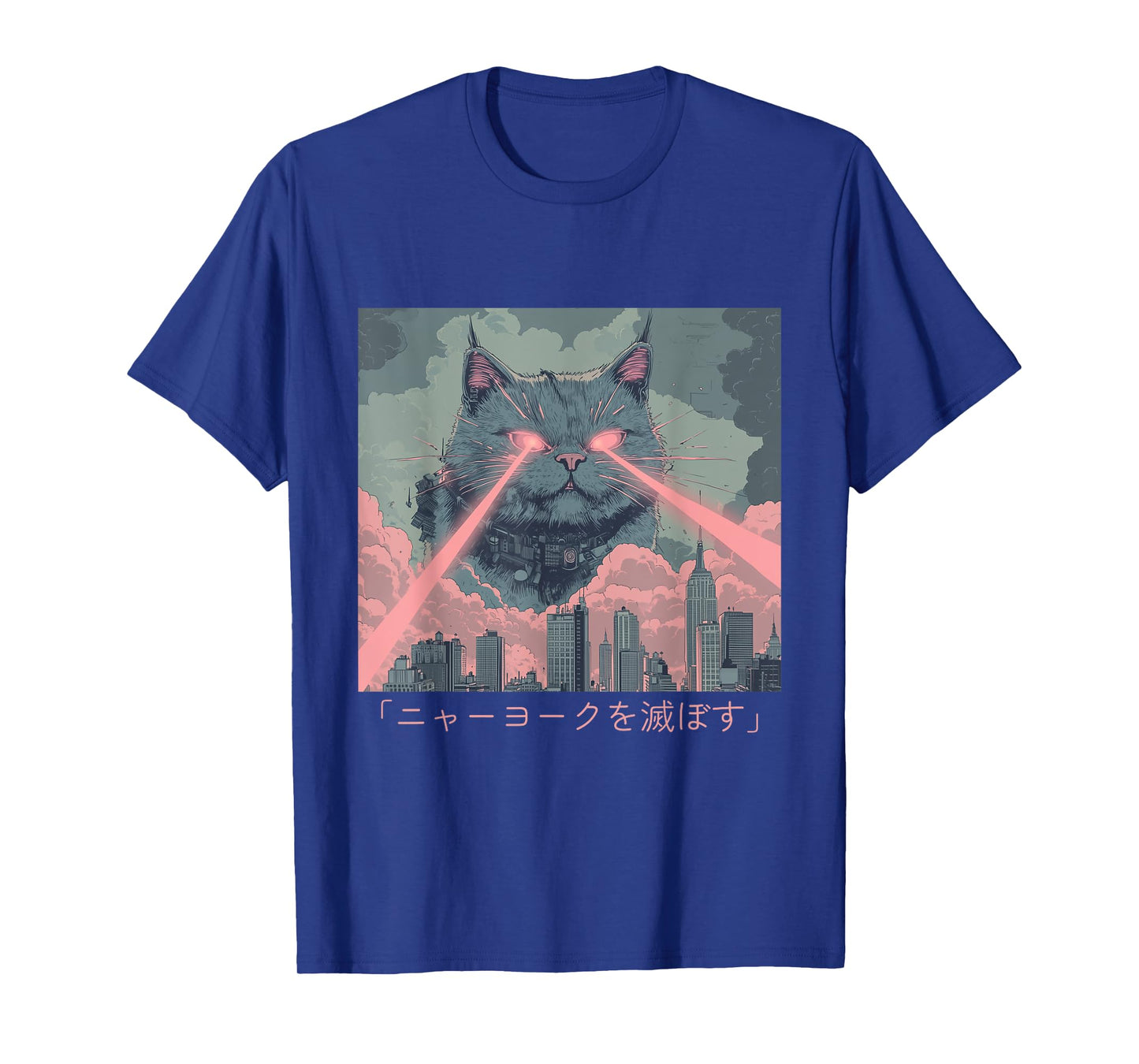 Giant Laser Cat Attack – Retro Anime-Inspired Chaos Design T-Shirt