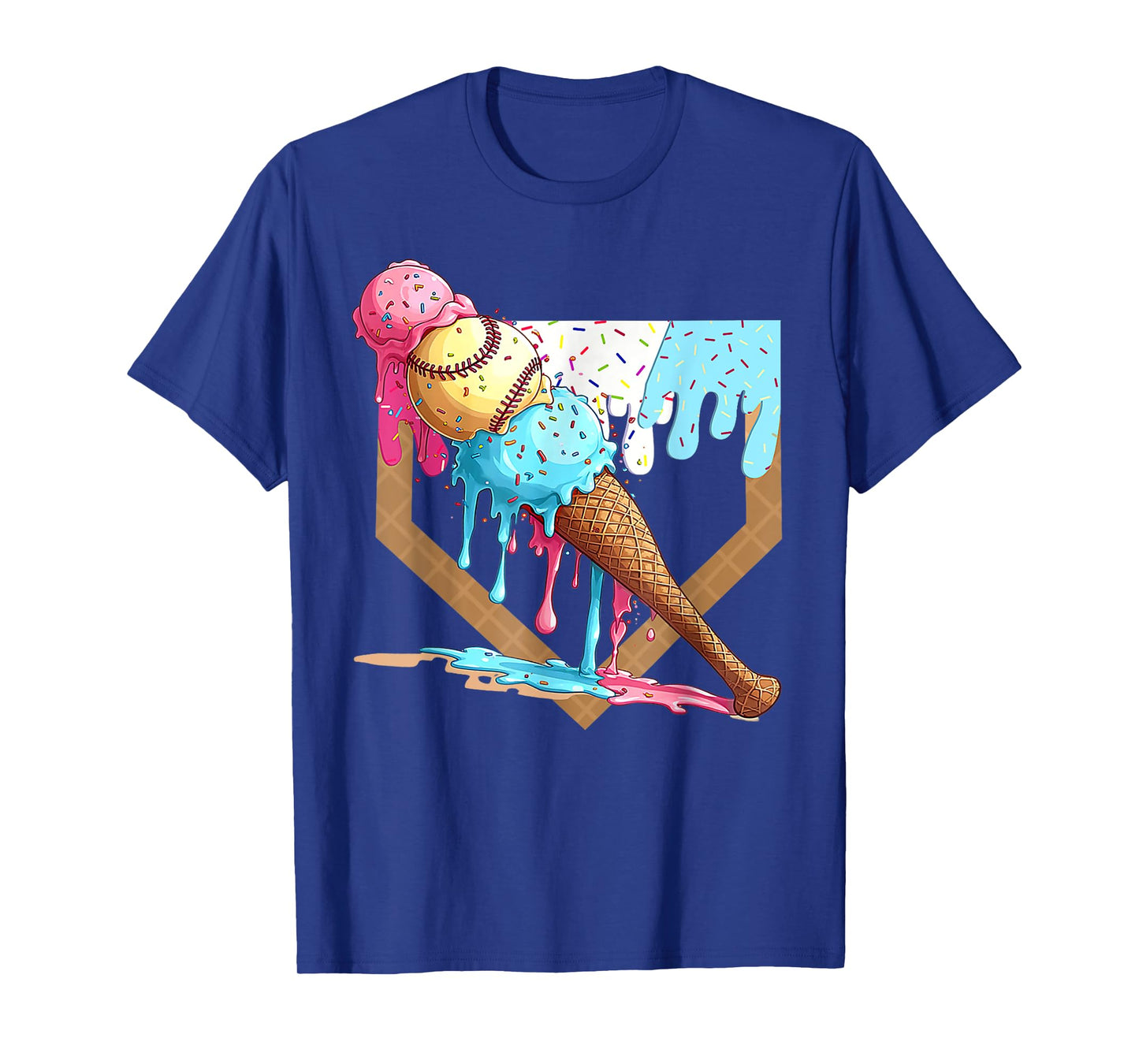 Baseball Drip for Boys Home Plate Ice Cream Drip Youth Sport T-Shirt