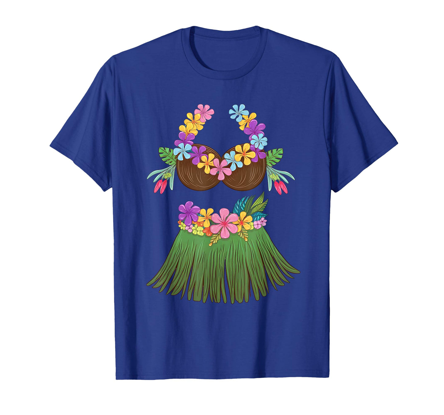 Coconut Bra Lei Flowers Grass Skirt Hula Party Halloween T-Shirt