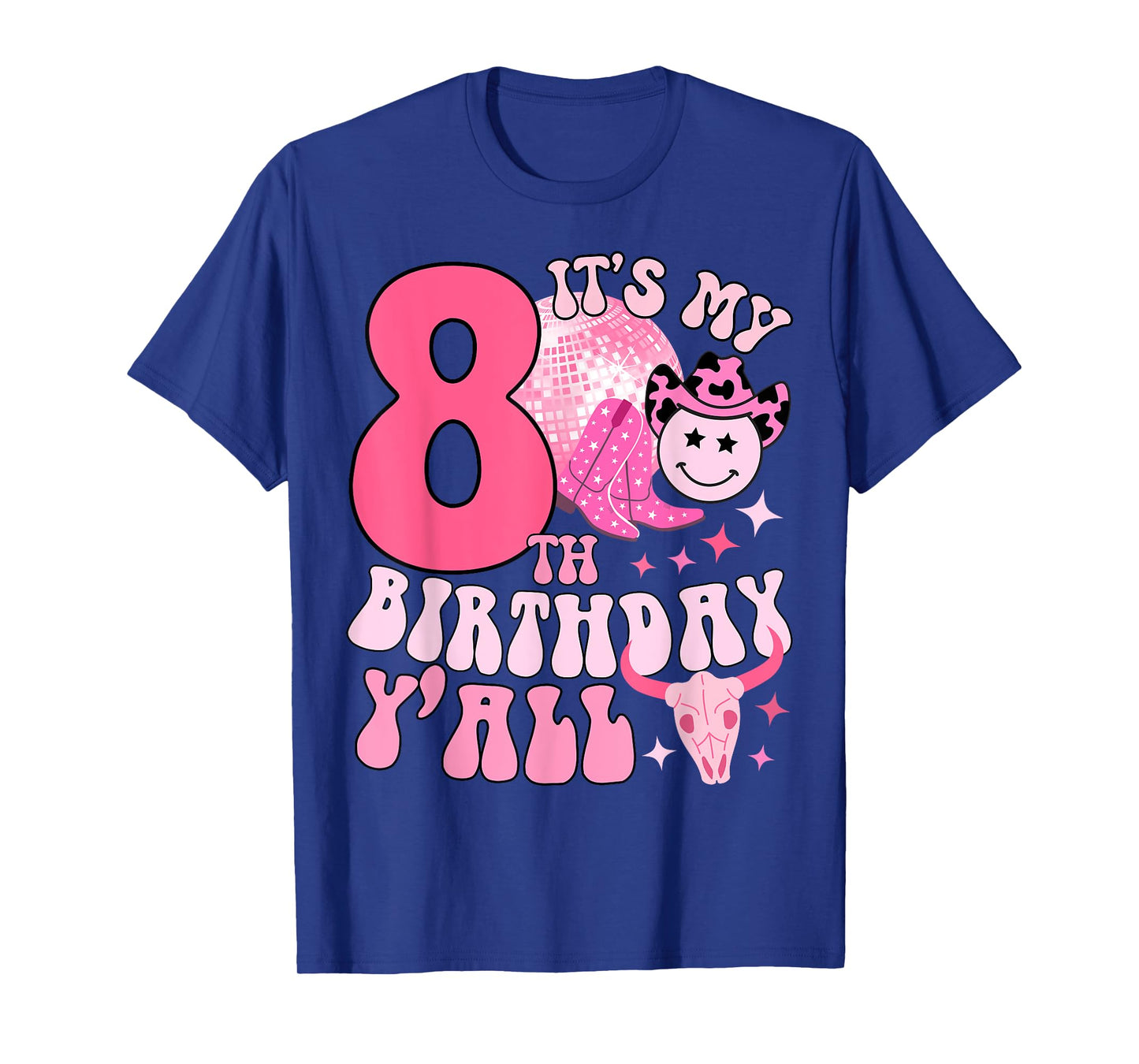 8th girls women western birthday tee cowgirl party boots T-Shirt