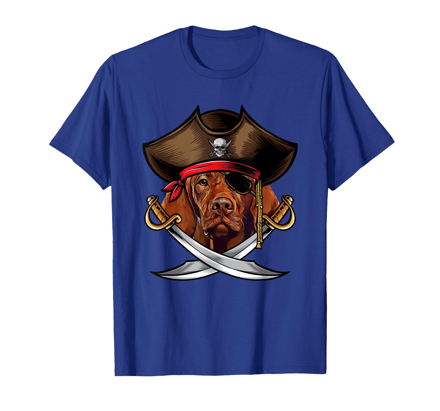 Funny Vizsla Dog Pirate Captain Halloween T-Shirt for Men Women Kids