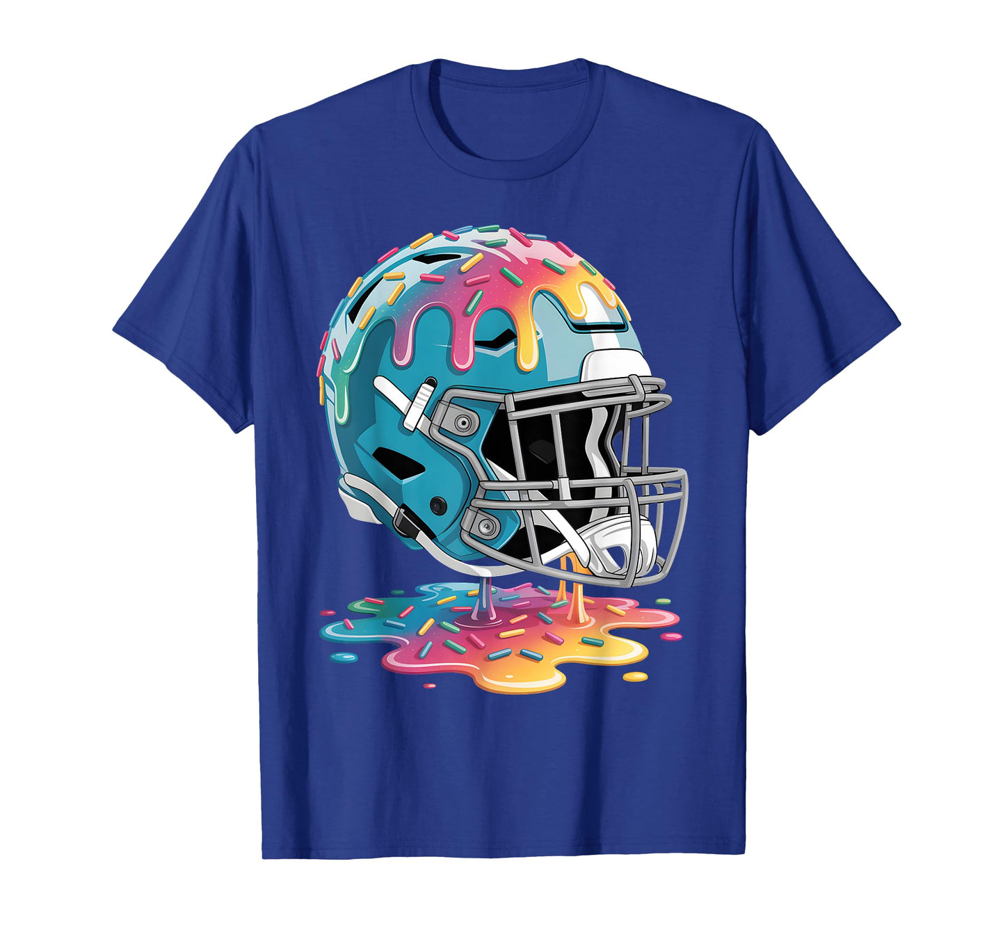 Football Helmet Ice Cream Dripping Football Player Boys Men T-Shirt