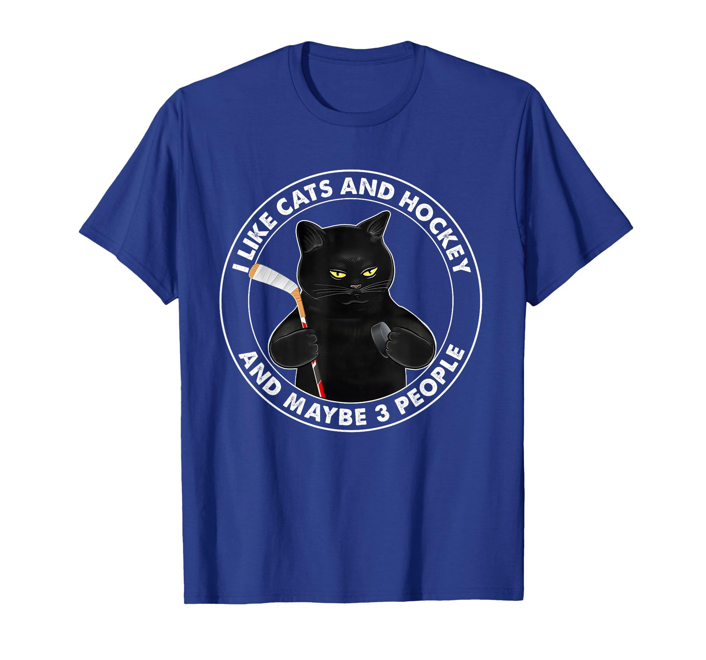 I Like Cats and Hockey and Maybe 3 People Funny Black Cats T-Shirt