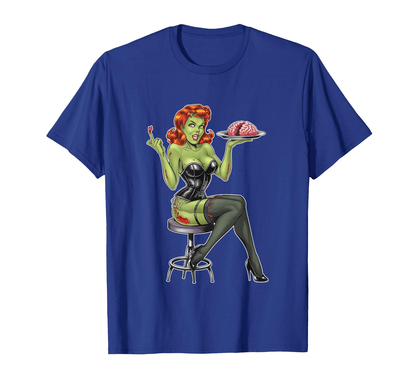 Retro Zombie Pin Up Girl Burlesque Vintage Horror Halloween T-Shirt