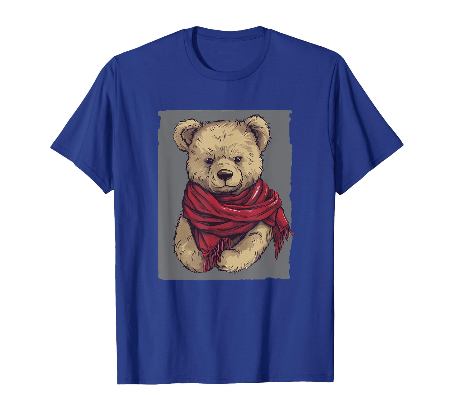 Handsome Teddy Bear Face with Cool Red Shawl Costume T-Shirt