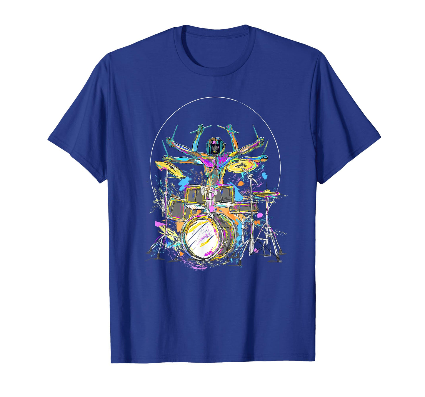 Official Drummer Kit Merch Black Da Vinci Drummer Music T-Shirt, Men's Small