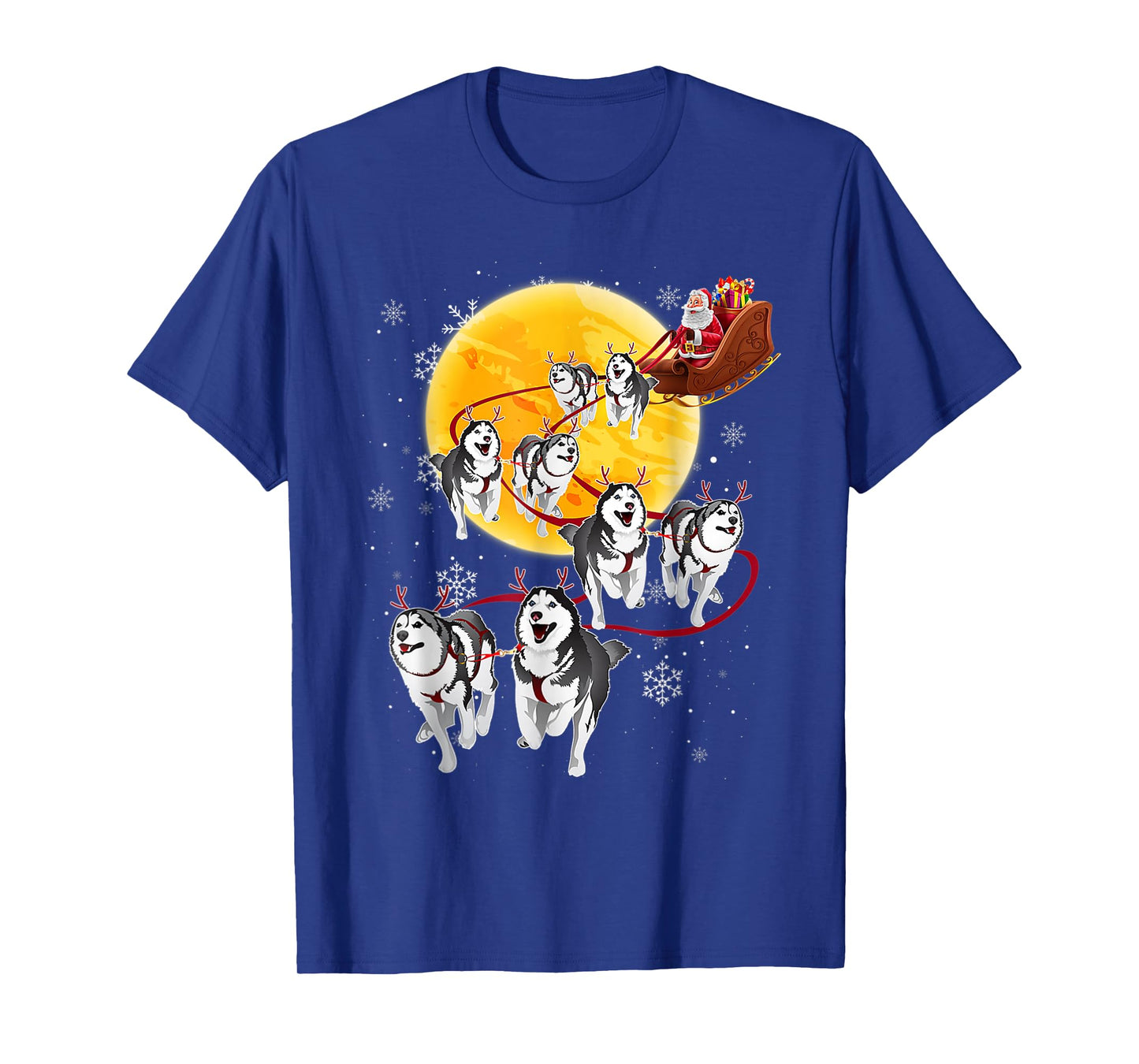 Santa Ride Sleigh Siberian Husky Christmas Dog Lover T-Shirt
