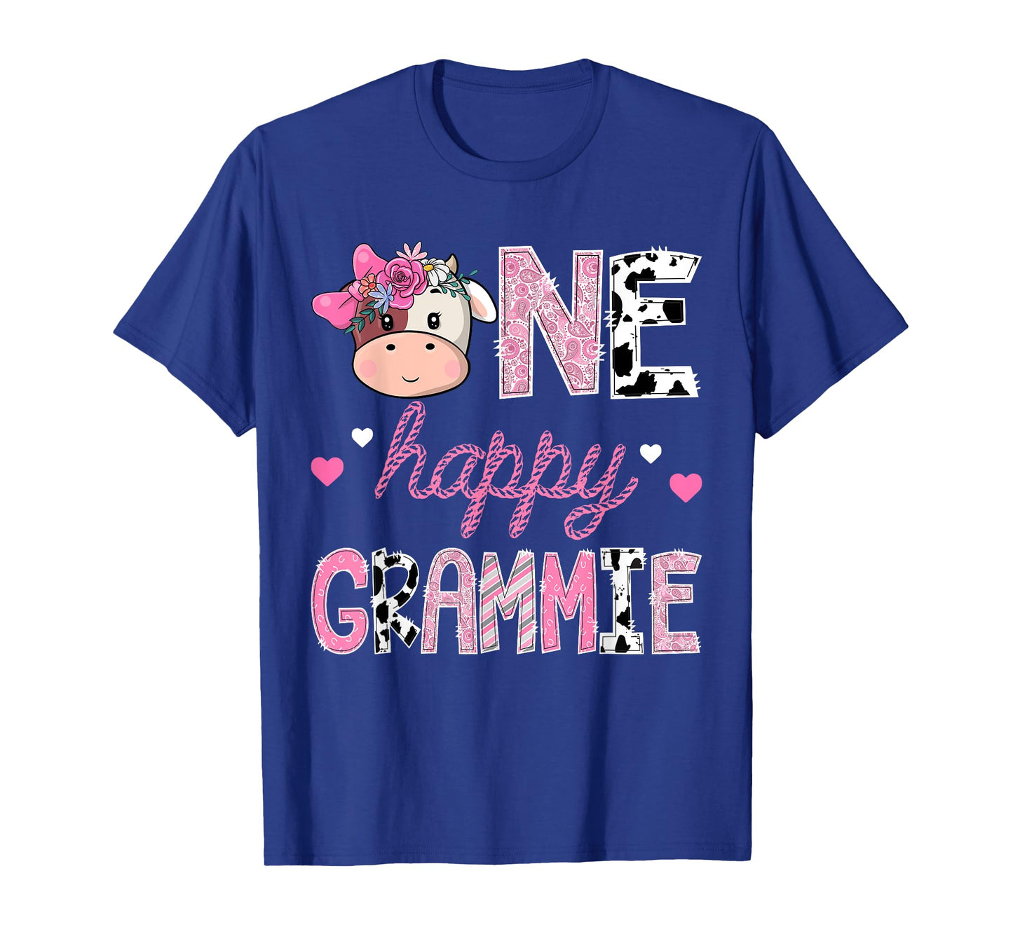 One Happy Grammie 1St Birthday Girl Pink Farm CowGirl T-Shirt