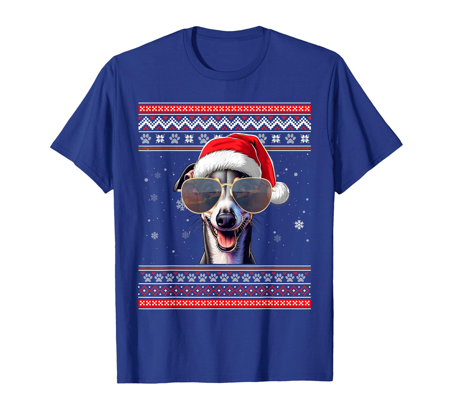 Ugly Sweater X-mas Santa Italian Greyhound Dog Christmas T-Shirt