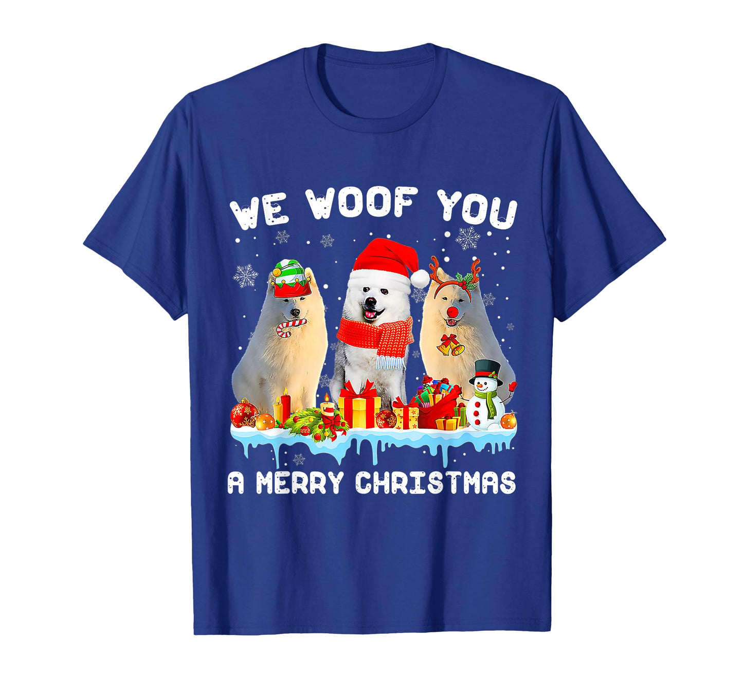 Funny Merry Woofmas American Eskimo Christmas Ornaments T-Shirt