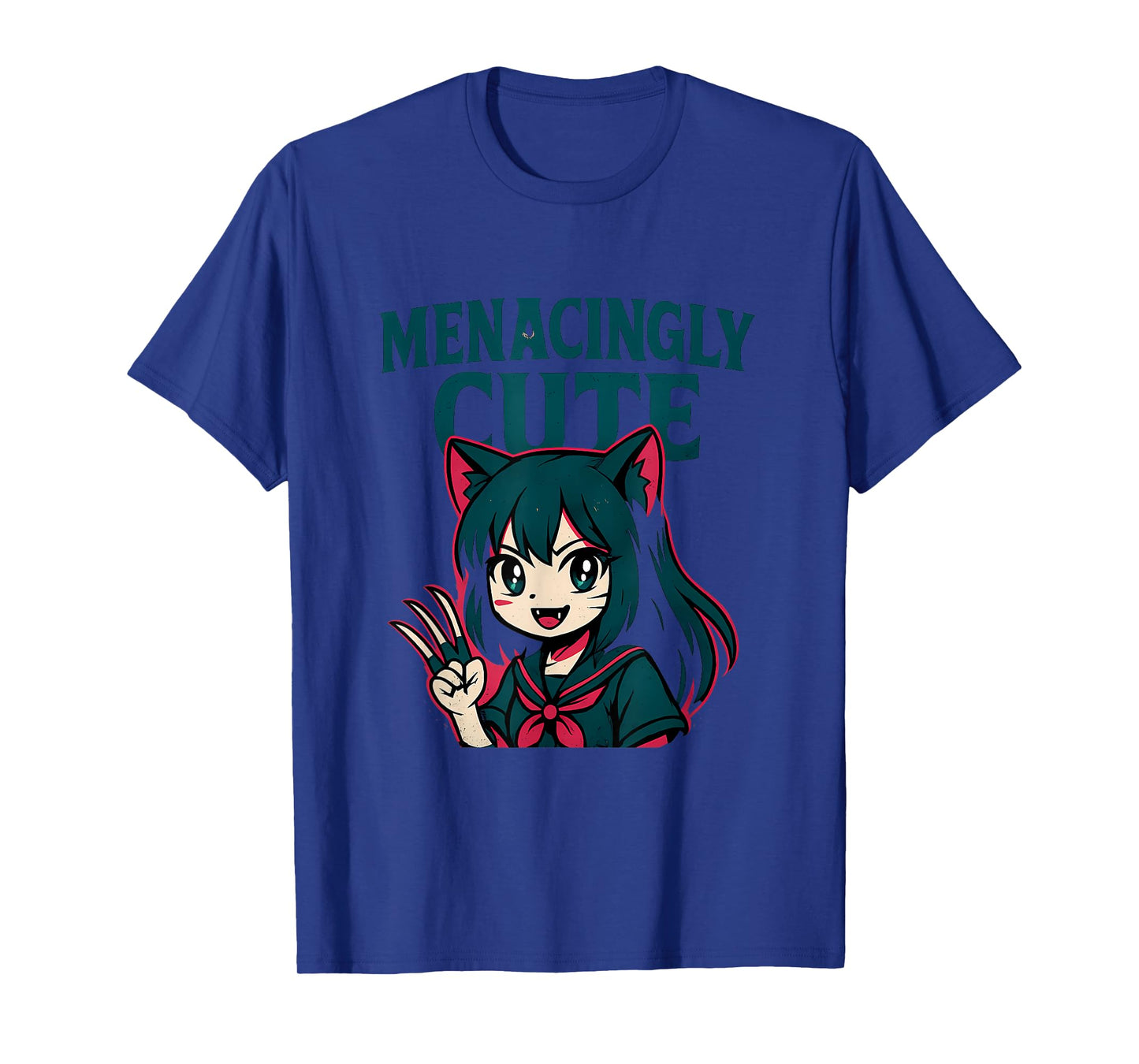 Menacingly Cute Anime Cat Girl Horror Kawaii Graphic Design T-Shirt