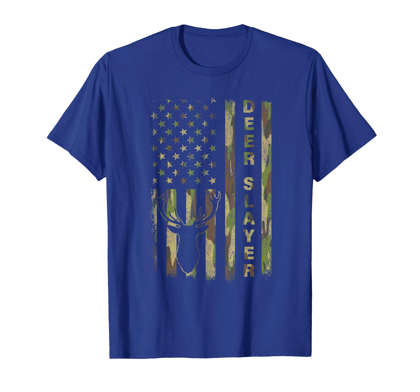 Deer Slayer Hunter Camo American Flag Hunting Lover Vintage T-Shirt