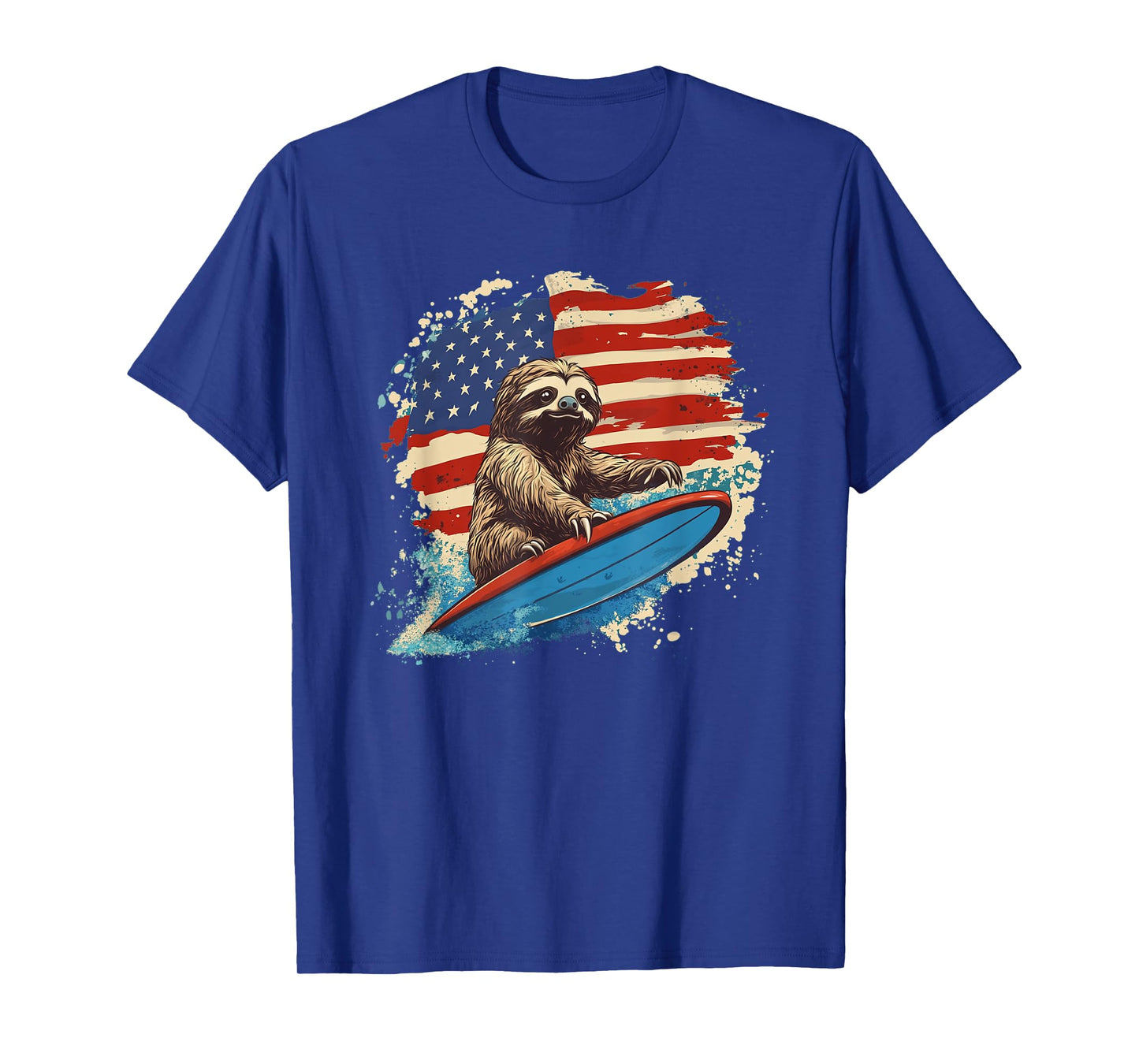Funny Sloth Costume for Surfer and American Surfboards Fans T-Shirt