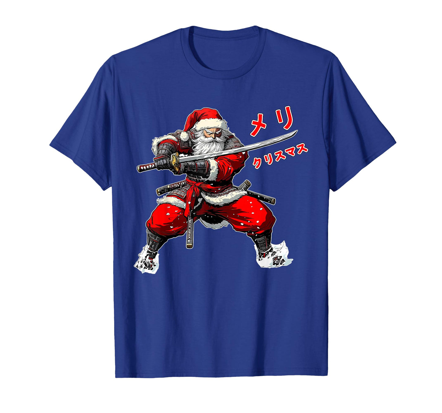 Santa Warrior Merry Christmas Anime Manga Japan Writing Xmas T-Shirt