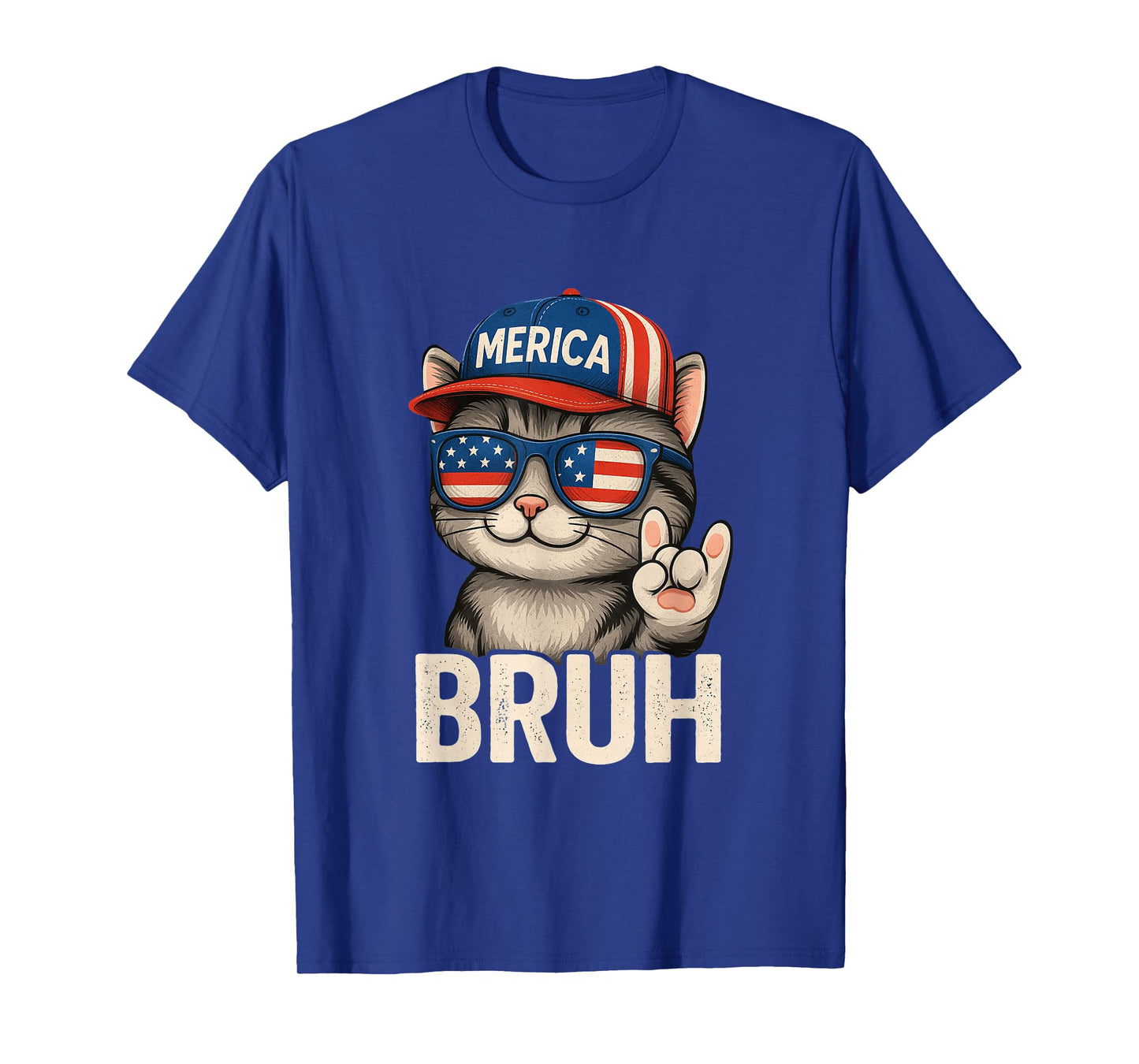 Bruh Fourth 4th Of July Cute Cat American Patriotic Boys Men T-Shirt
