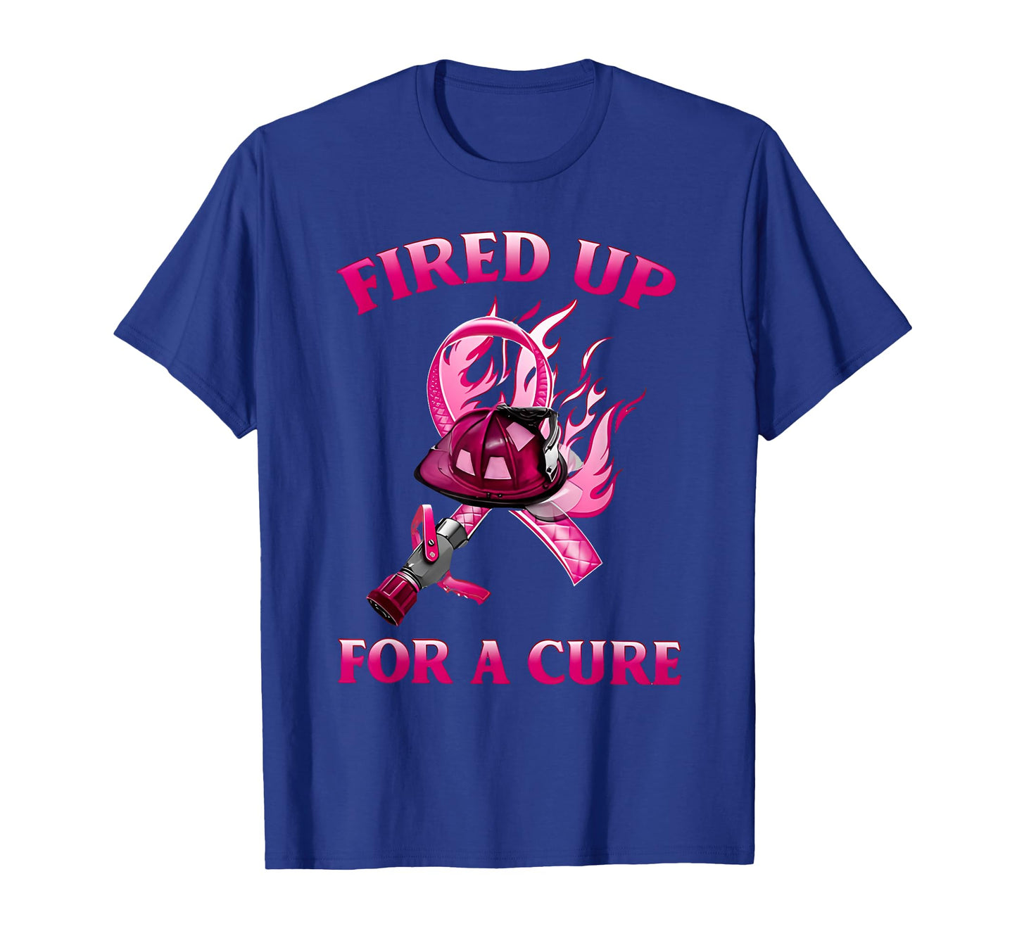 breast cancer fired up for a cure cute pink ribbon fireman T-Shirt