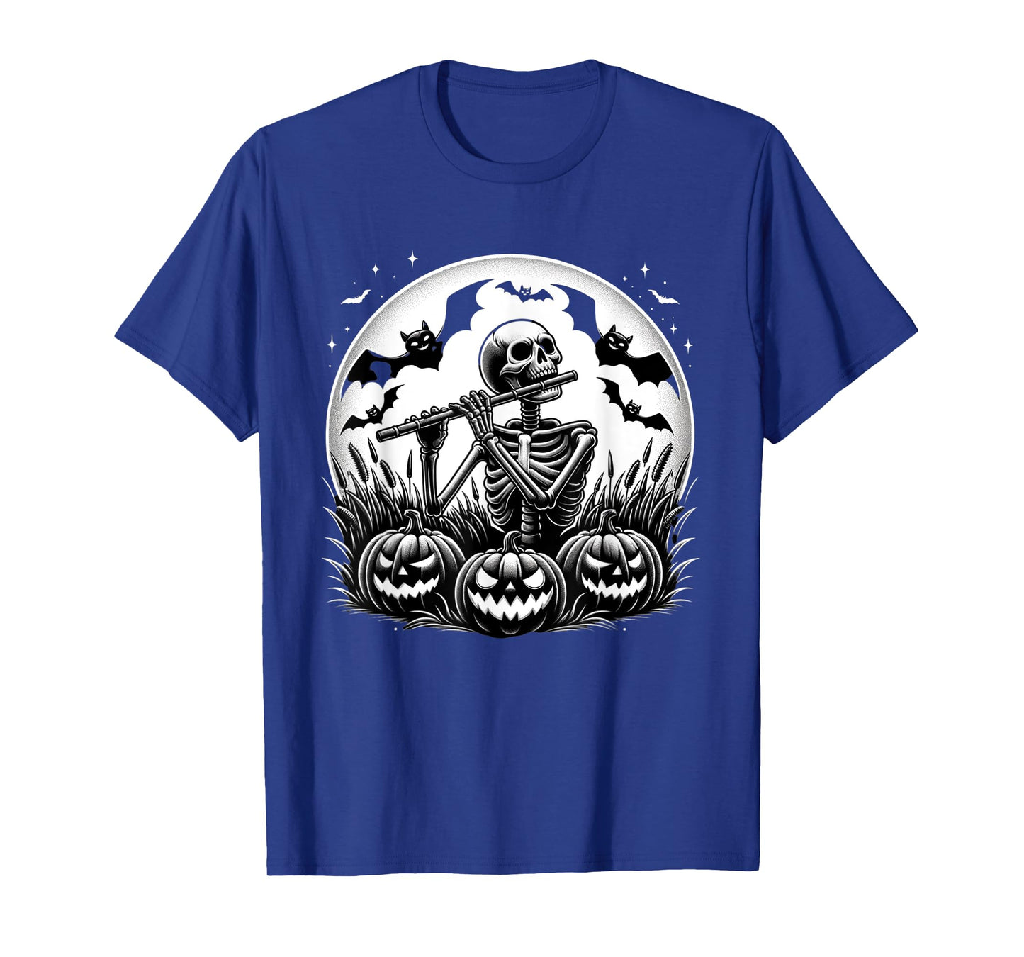 Funny Flute Skeleton Flutist Halloween Mens Womens Kids T-Shirt