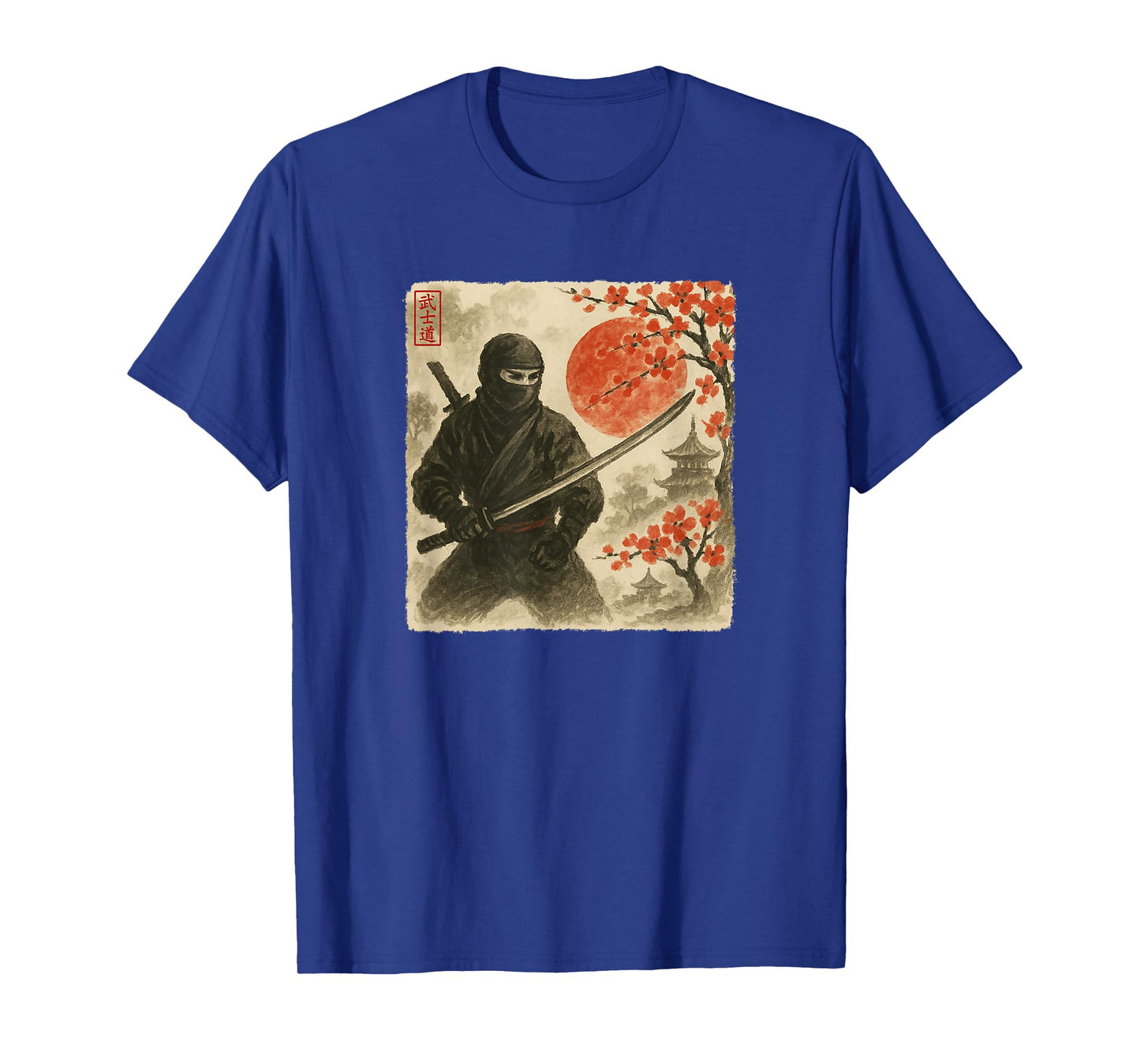 Ninja Samurai Japanese Warrior Costume Sumi-e Art Funny T-Shirt