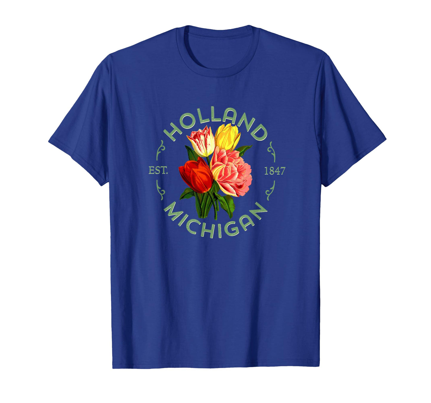 Holland Michigan Botanical Tulip Floral Women Girls Gardener T-Shirt