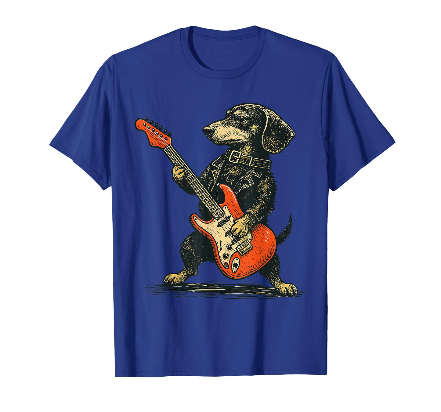 Dachshund Dog Guitar Shirt, Funny Rock and Roll Weenie Dog T-Shirt