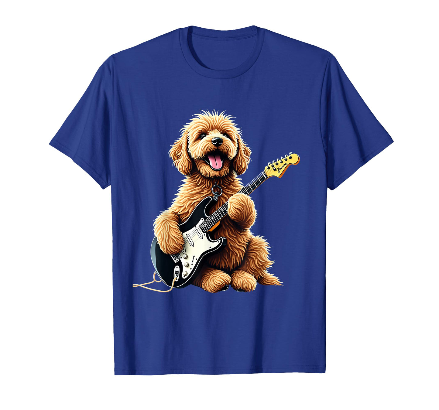 Funny Goldendoodle Dog Playing Electric Guitar Music Lover T-Shirt