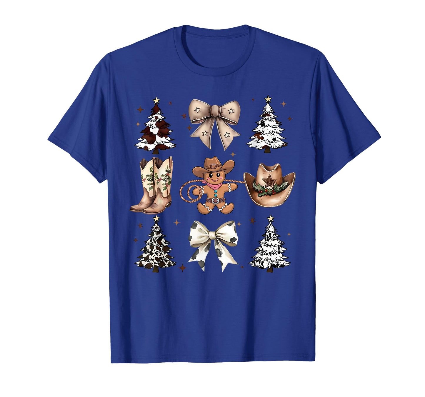 Howdy Christmas Cowboy Cowgirl Gingerbread Coquette Bow Xmas T-Shirt