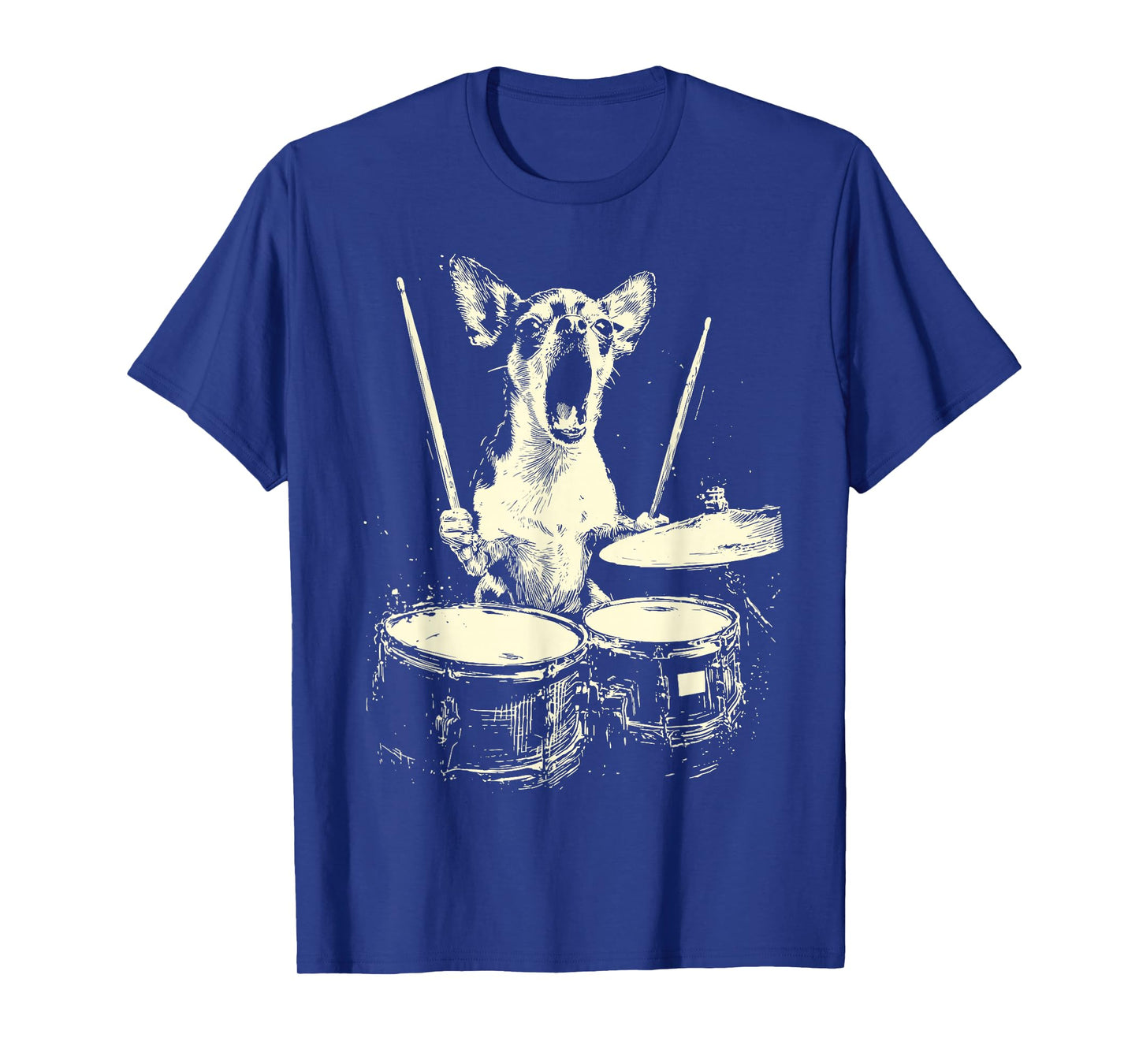 Cute Chihuahua Playing Drums Funny Music Dog Drummer Graphic T-Shirt