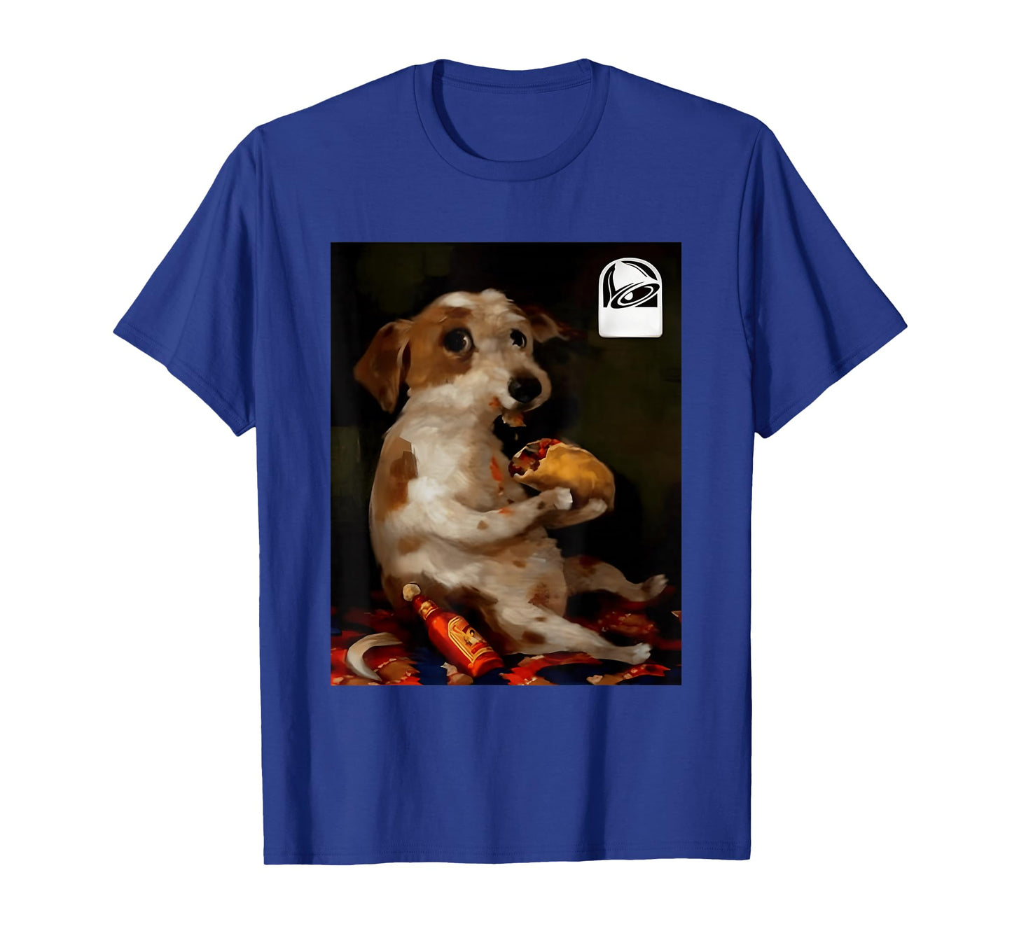 Funny Dog Chill with Taco Vintage Oil Painting Men Women T-Shirt
