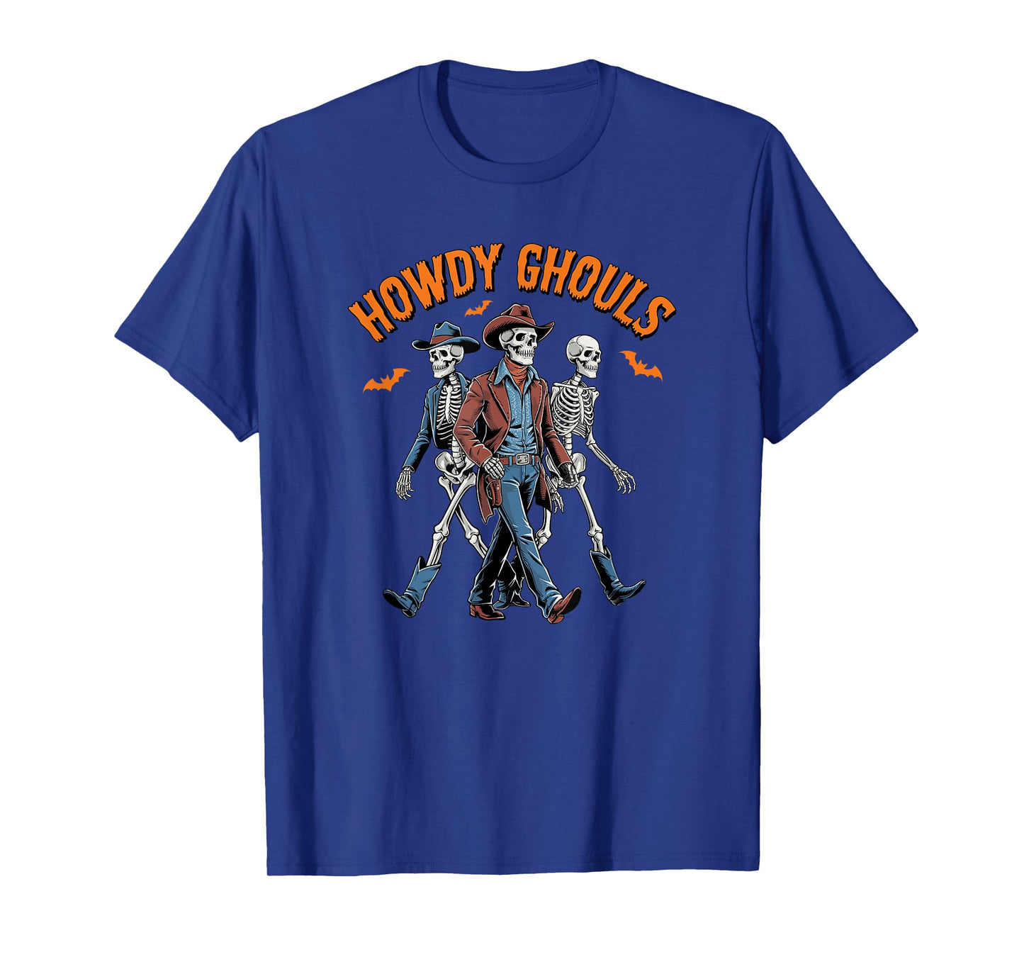 Retro Howdy Ghouls Skeleton Cowboy Western Rodeo Halloween T-Shirt