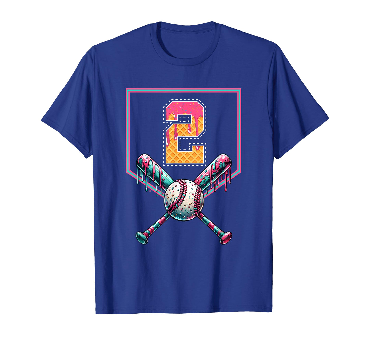 Baseball Drip Number 2 Player Or 2nd Birthday Drip Style T-Shirt