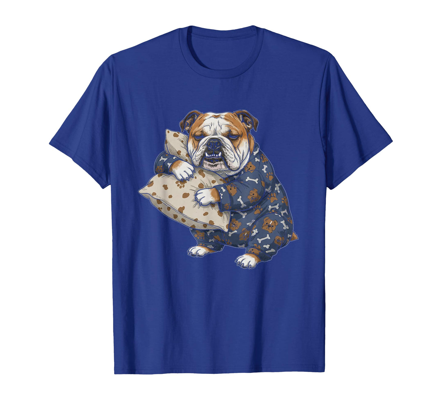 Funny Sleepy English Bulldog Pajama Men Women Kids T-Shirt