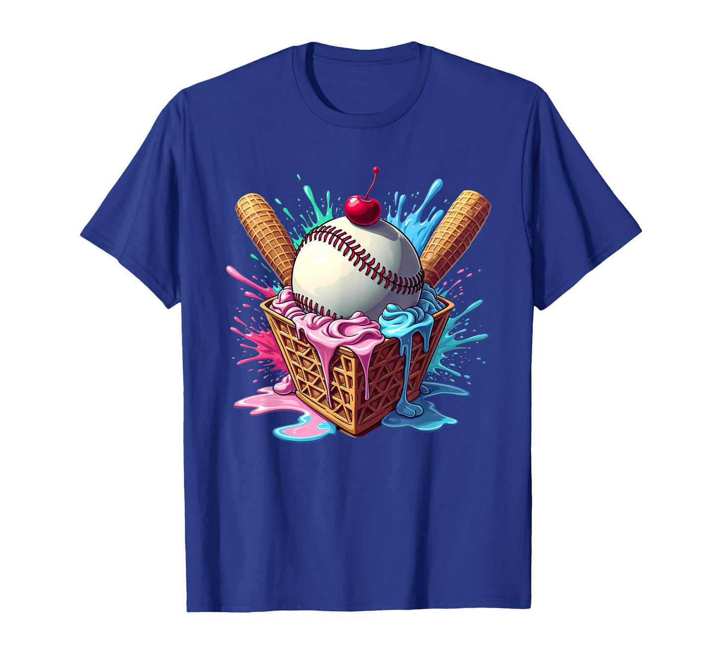 Baseball Home Plate Ice Cream Drip Fun Sports Lover T-Shirt