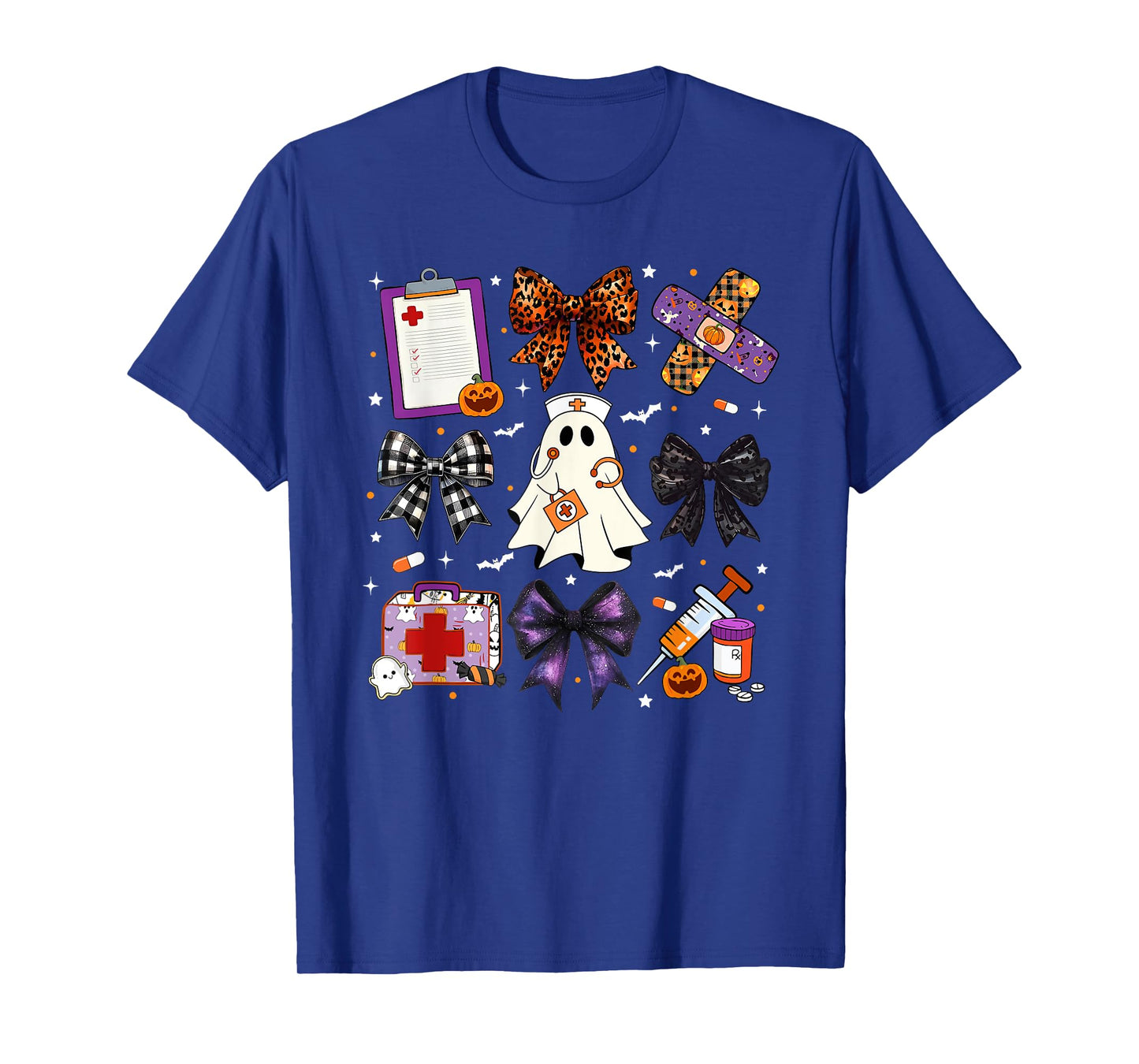 Funny Ghost Happy Halloween Coquette Bow Spooky Season Nurse T-Shirt