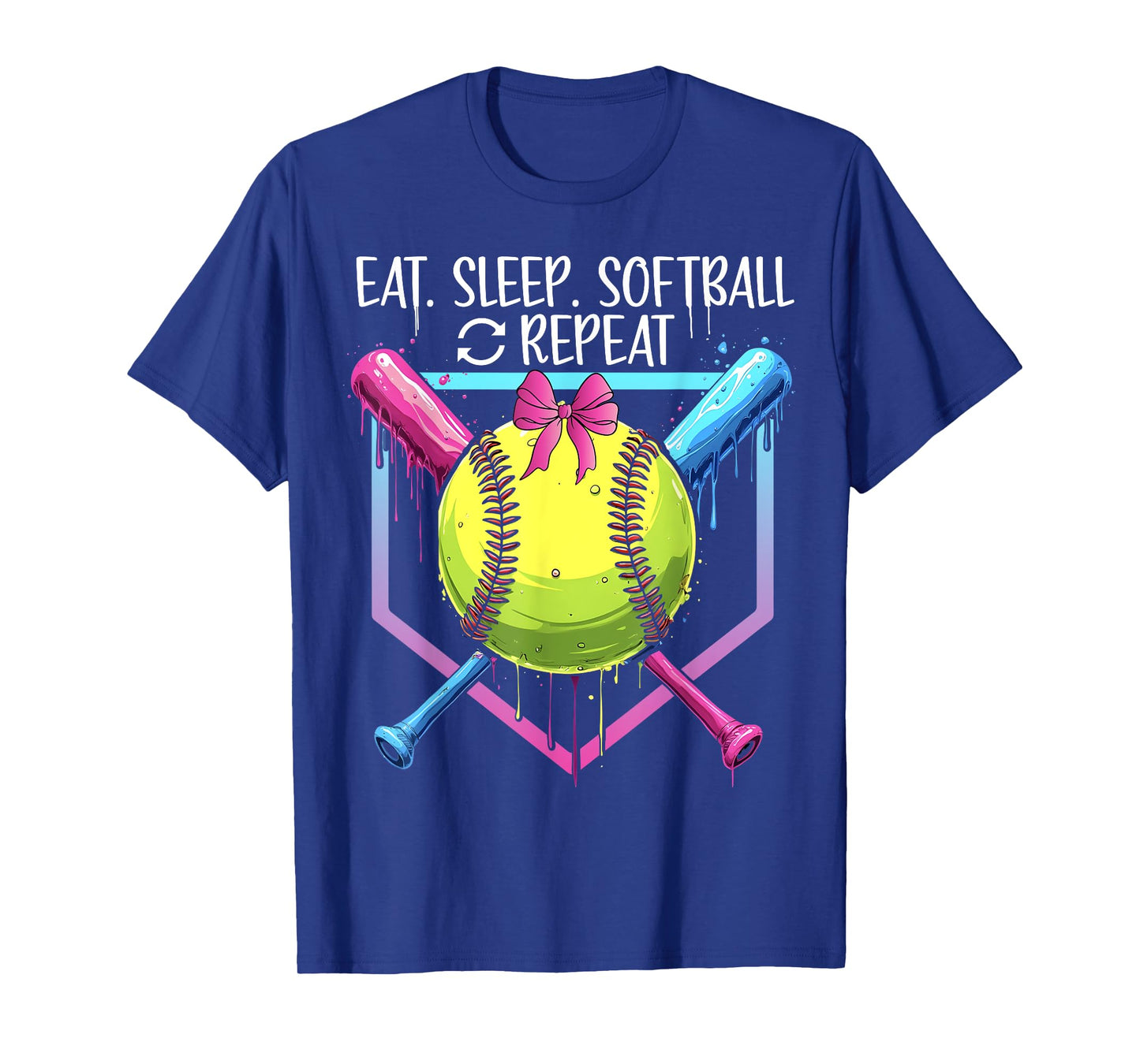 Softball Drip Eat Sleep Softball Repeat Girls Youth Game day T-Shirt