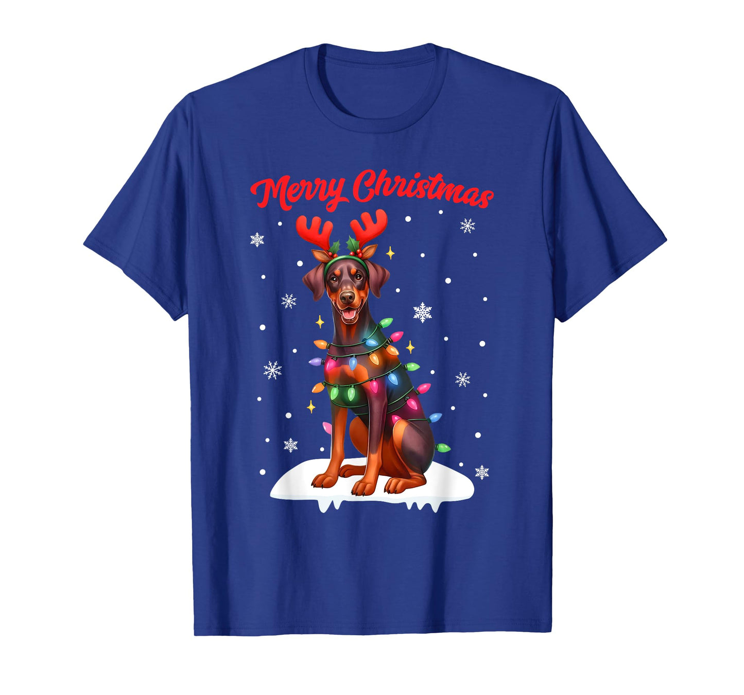 Christmas Pajamas Men Women Kids Doberman Pinscher Dog T-Shirt
