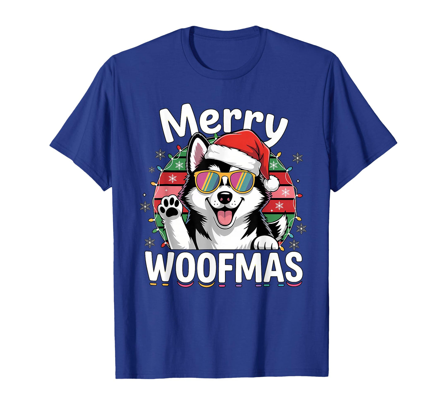 Merry Woofmas Festive Chrsitmas Dog Husky Xmas T-Shirt
