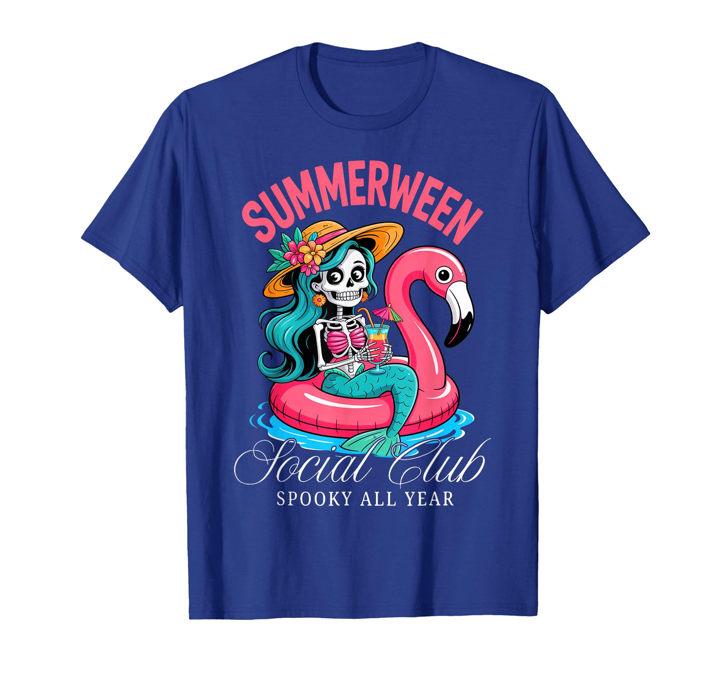 Summerween Social Club Spooky All Year Skeleton Mermaid T-Shirt