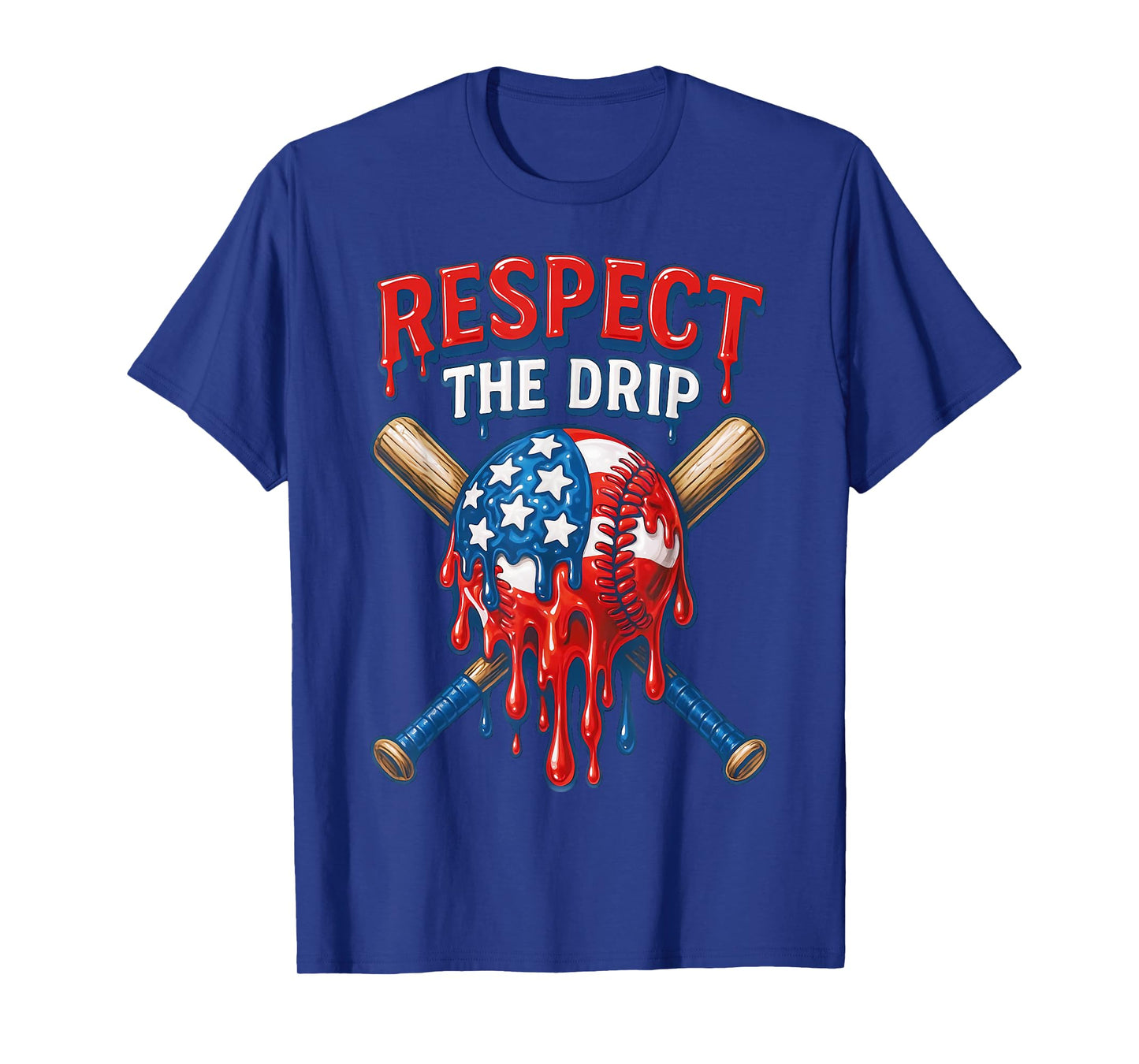Respect The Drip Baseball Ice Cream Drip 4th of July T-Shirt