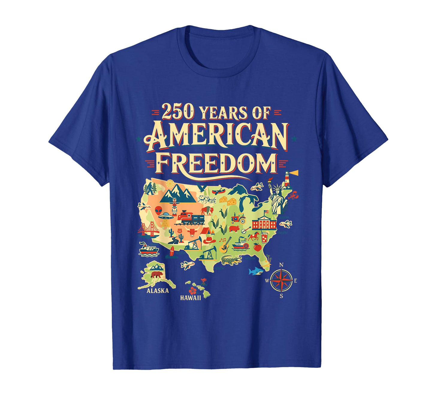 250 Years United States Map Patriotic Art for Freedom Lovers T-Shirt