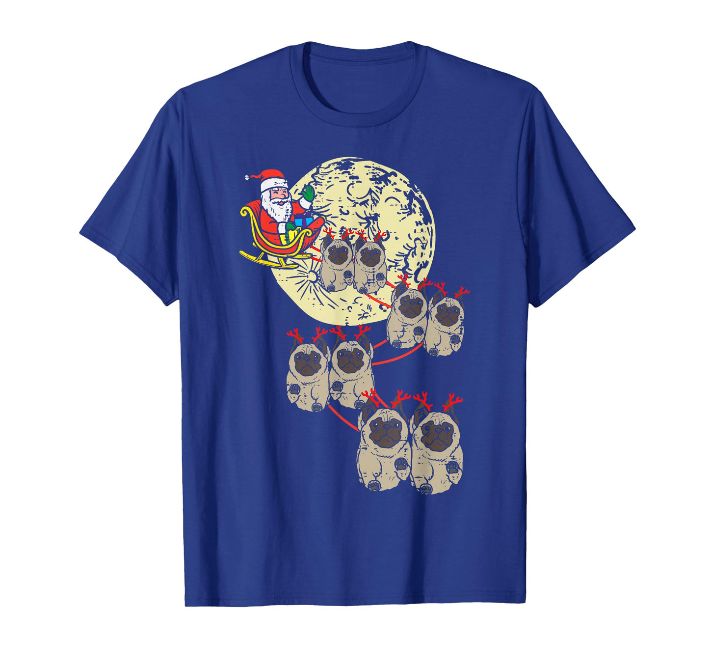 Reindeer Pug Santa Christmas Animal Pet Xmas Dog Lover PJ T-Shirt