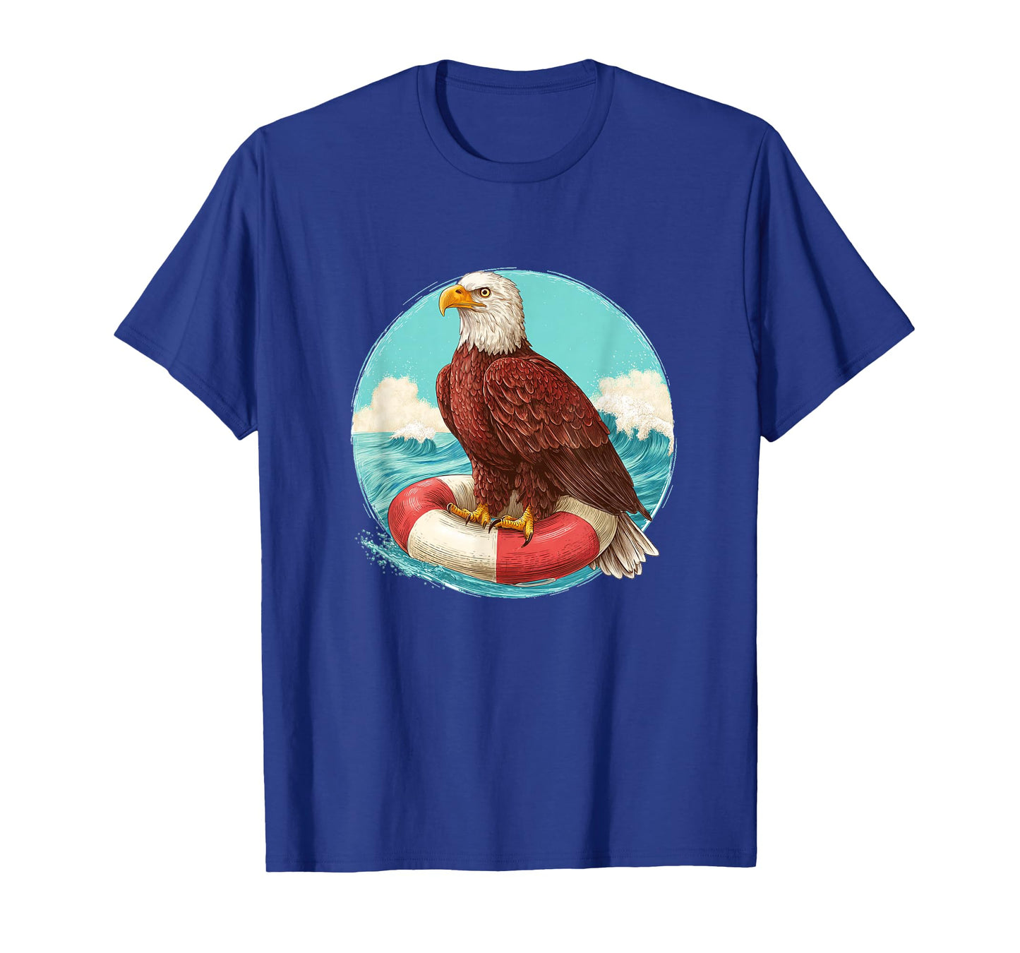 Funny Relaxing Eagle with Pool Ring for Beach Holiday Lovers T-Shirt